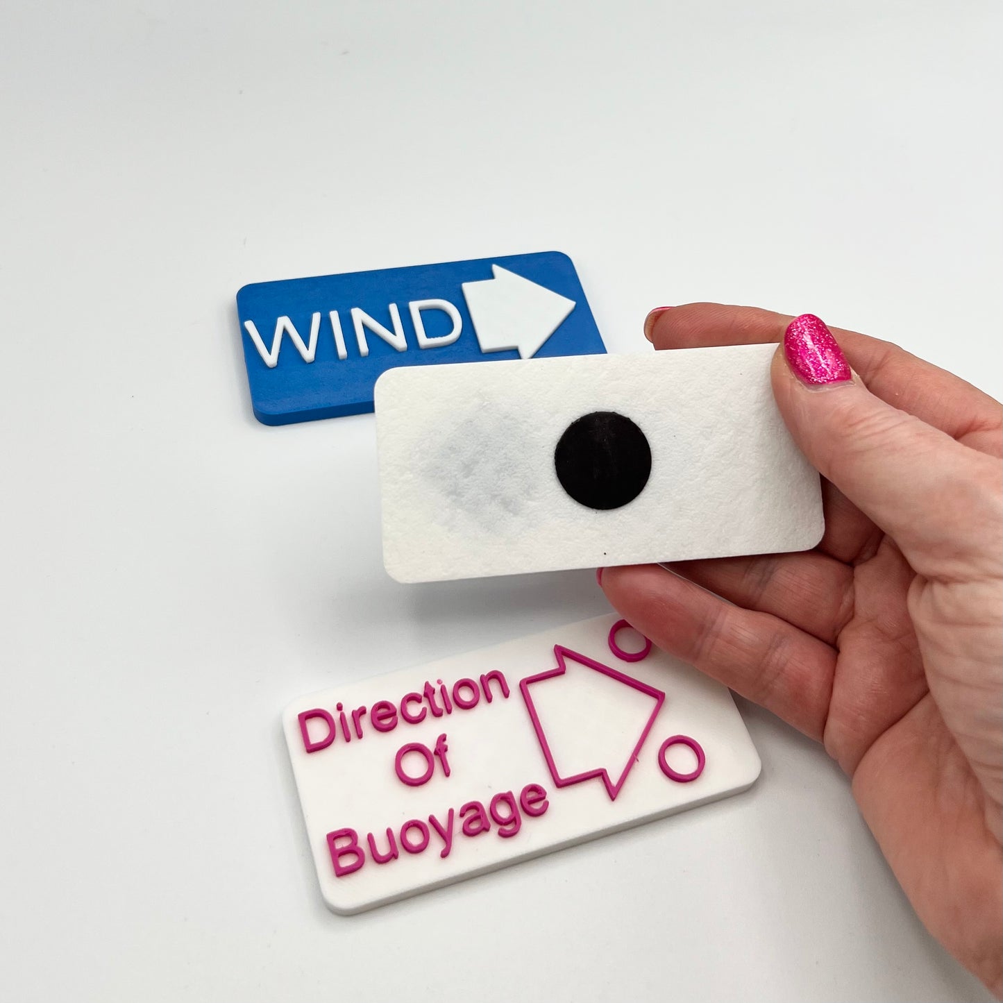 set of 3 magnetic 2D signs wind, tide and direction of buoyage markers - training aid for buoyage