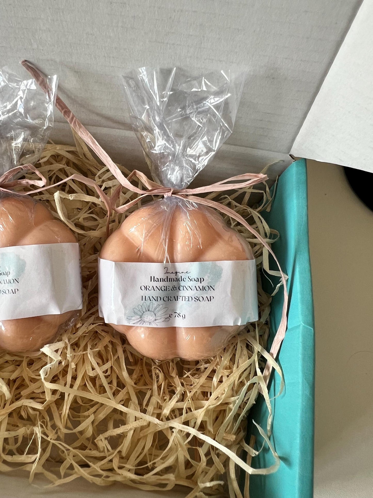 Handmade Pumpkin shaped Soap: Orange Cinnamon Scent, Vegan Shea Butter Soap