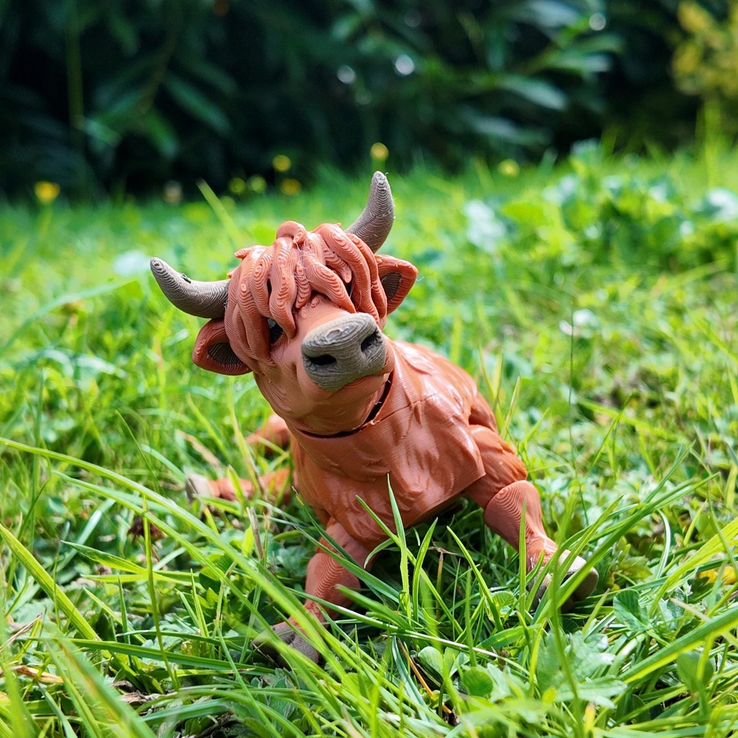 Articulated Highland Cow Figurine: 3D Printed Moveable Desk Decor