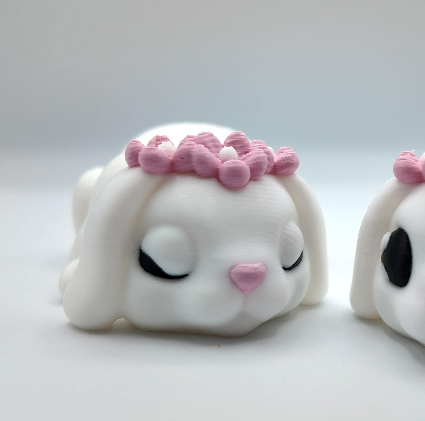 3D Printed Flexi Bunny: Articulated Fidget Desk Pet with Flower Crown