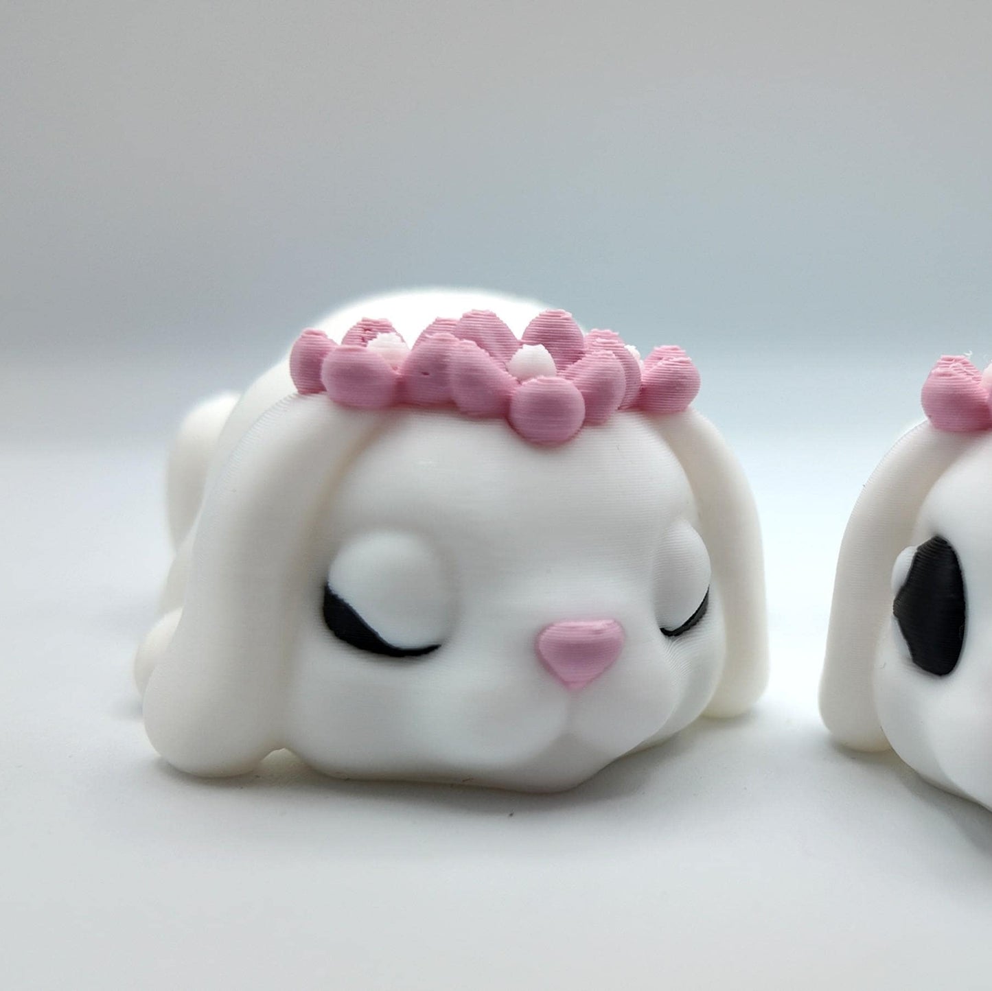 3D Printed Flexi Bunny: Articulated Fidget Desk Pet with Flower Crown