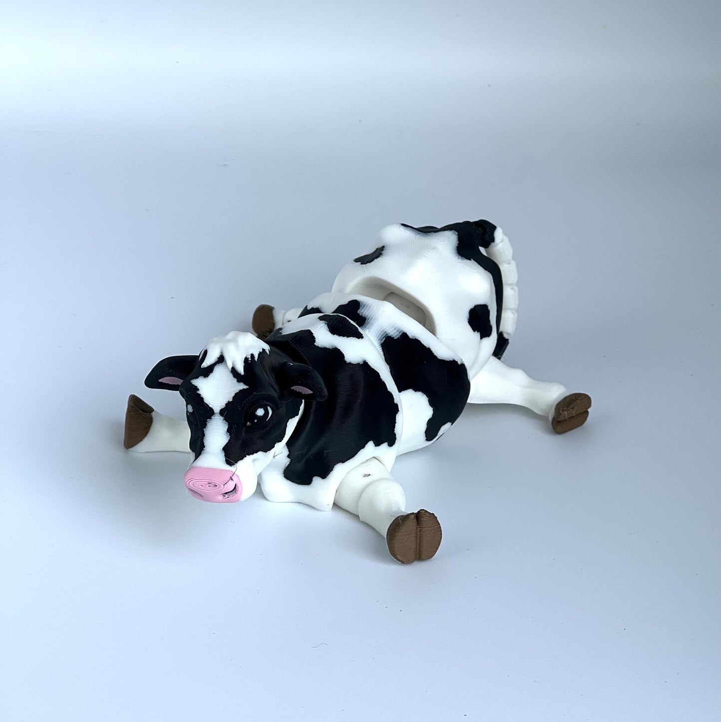 Articulated Cow Fidget Toy: Black & White Farm Animal Desk Decor