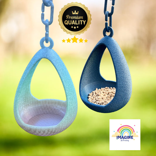 3D Printed Pear Drop Bird Feeder: Modern Garden Decor with Hanging Chain