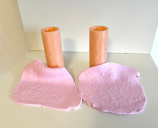 Clay Texture Roller, Small Flower Collage, Set of 2 -  embosser clay roller, polymer clay, clay tool, pottery clay embossing, clay embosser