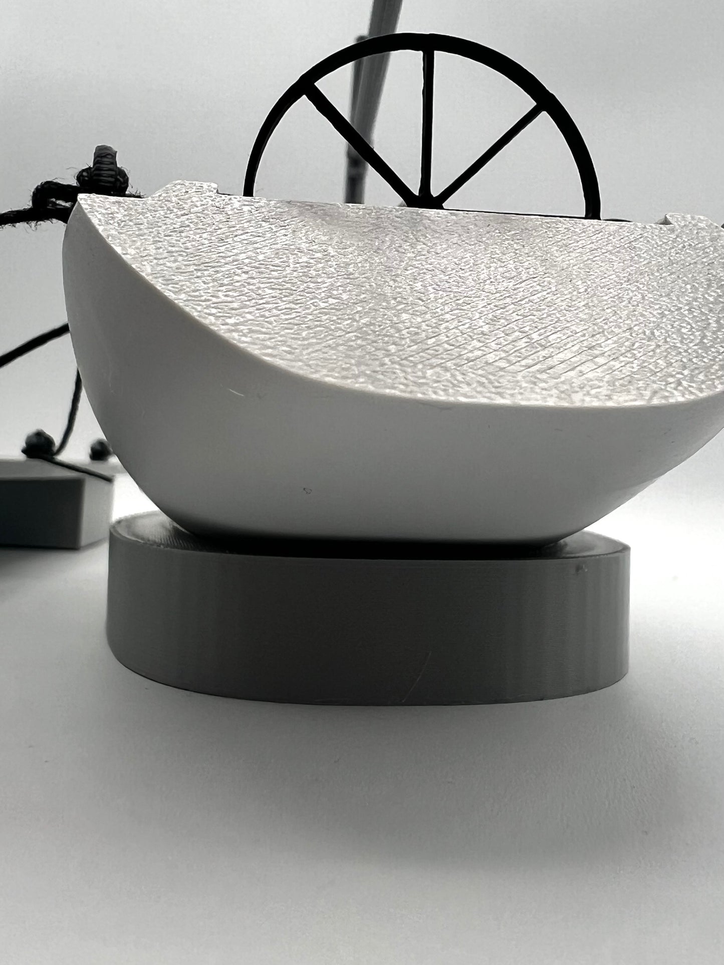 Yacht with pontoon, Sailing training aid with cleats and lines.