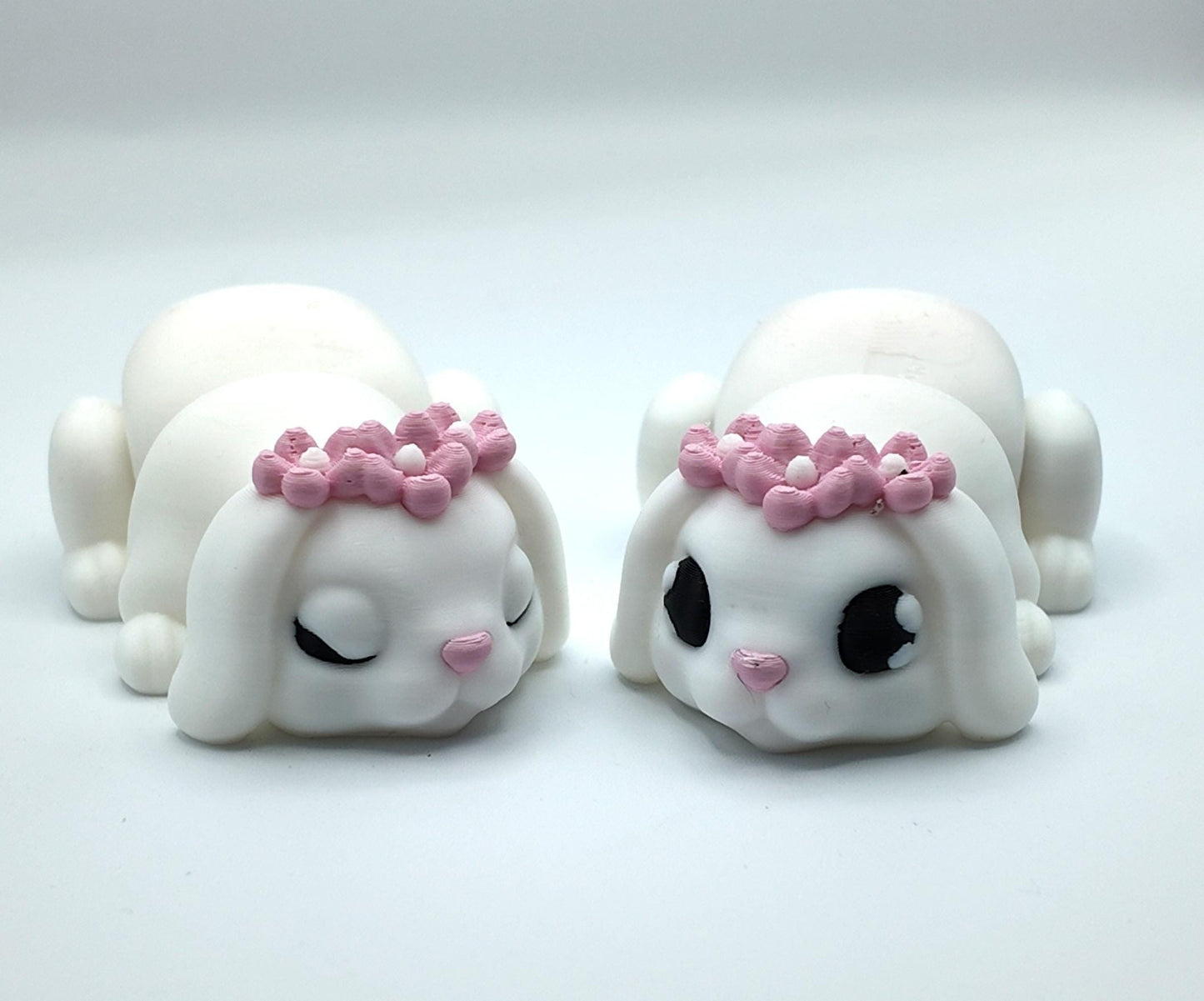 3D Printed Flexi Bunny: Articulated Fidget Desk Pet with Flower Crown