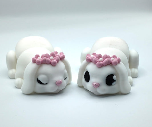 3D Printed Flexi Bunny: Articulated Fidget Desk Pet with Flower Crown