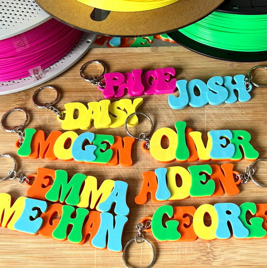 Personalised 3D Printed Name Keychain: Custom Bag Tag, Party Favour - Pack of 5