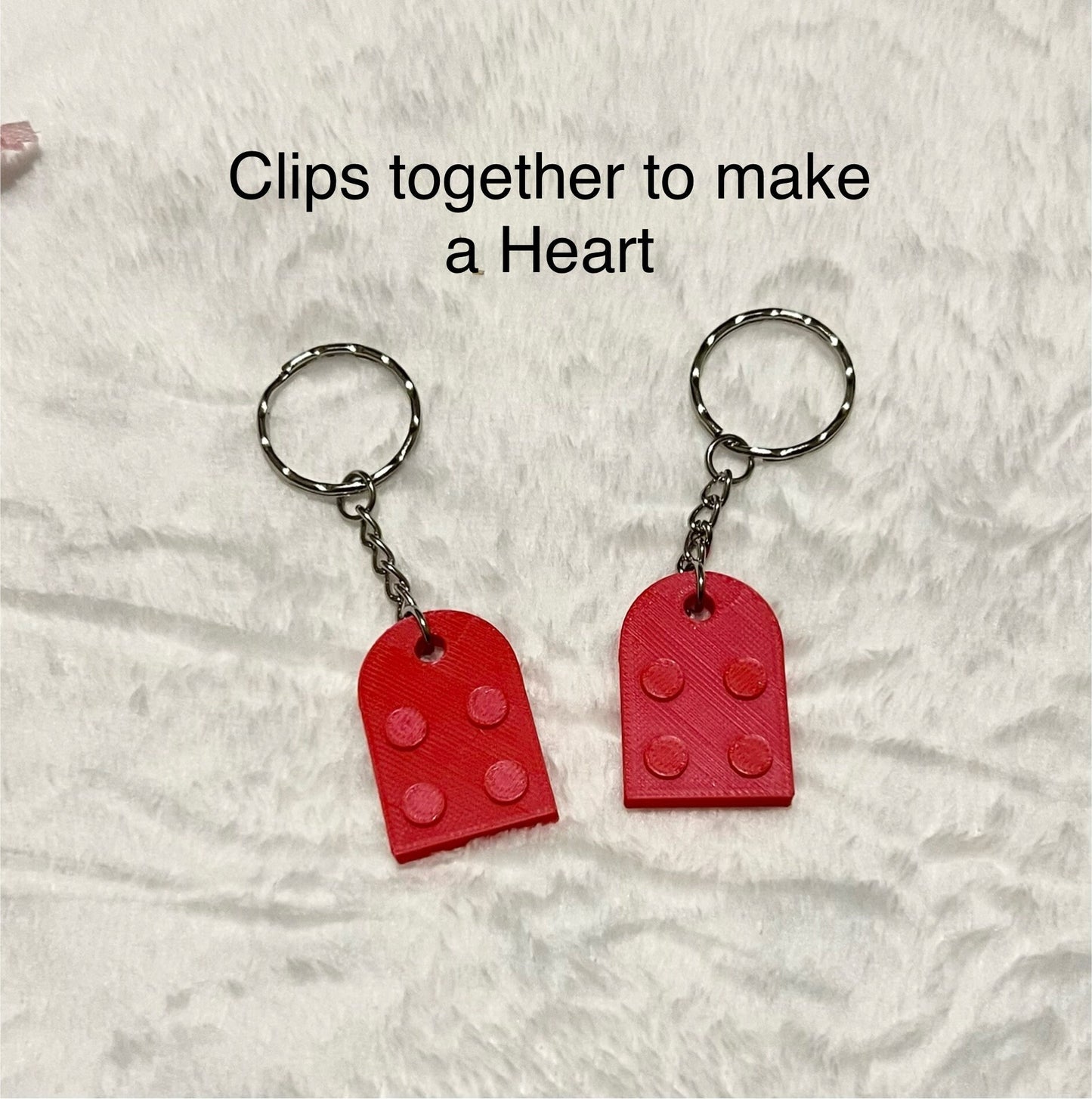 Lego style keyring love heart, two part couples keyrings, lovers keyring, best friend gift, ideal for someone you love