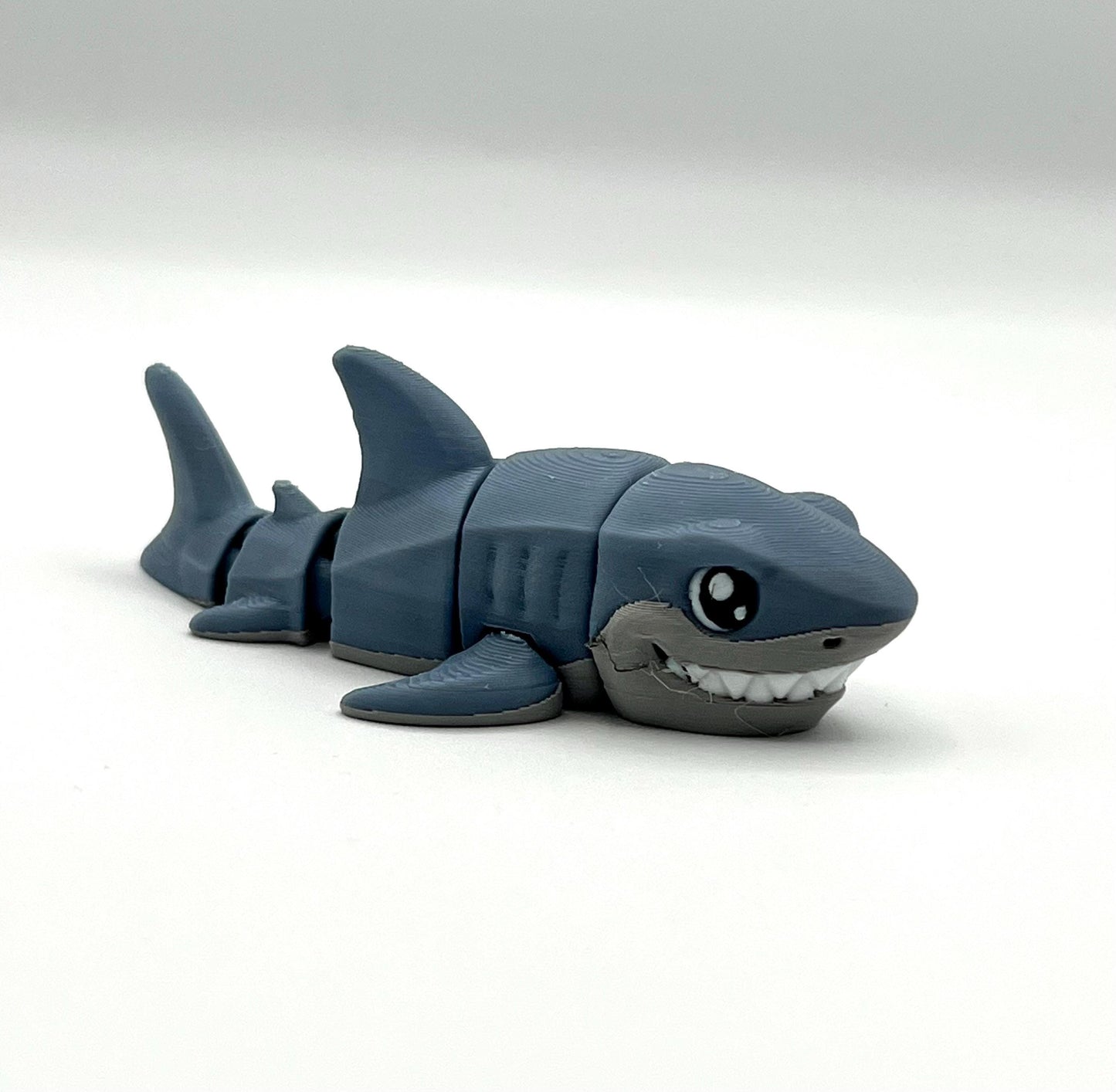 3D Printed Shark Fidget Toy – choose  Great White or Tiger Shark – Articulated Desk Toy – Keychain Option – Sensory Gift for Shark Lovers