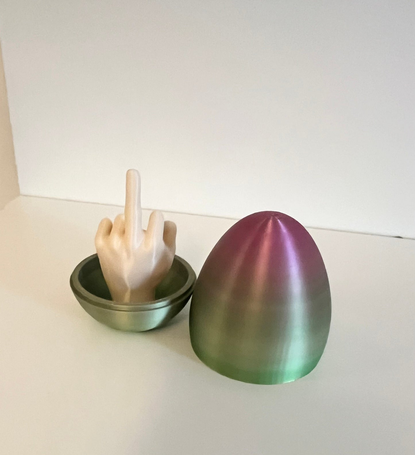 Middle Finger Joke Easter Egg, available in three sizes, Hilarious Joke Easter Egg Ornament - Surprise Middle Finger Gesture Inside