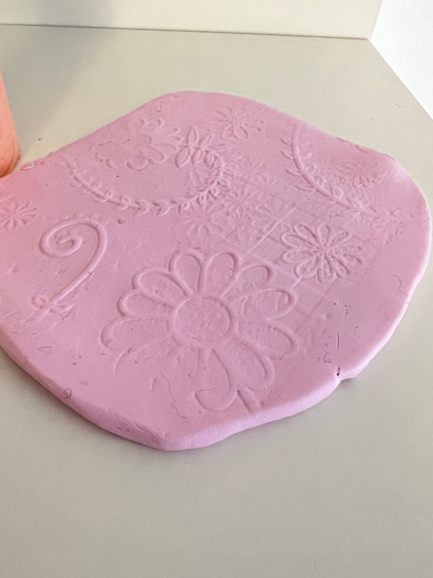 Clay Texture Roller, Flower Collage, Set of 2 -  embosser clay roller, polymer clay, clay tool, pottery clay embossing, clay embosser