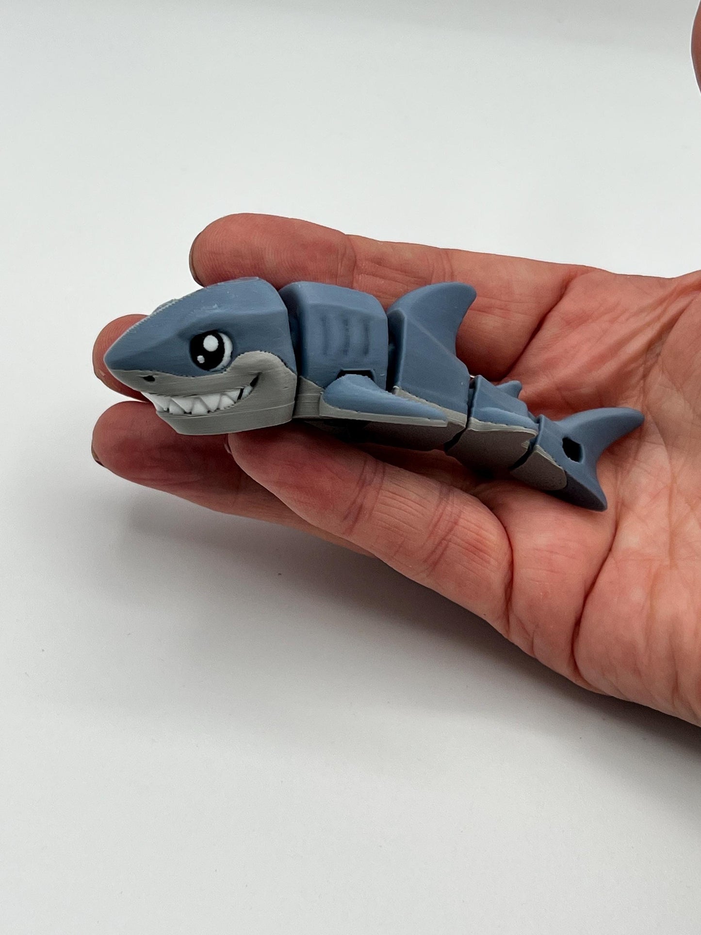 3D Printed Shark Fidget Toy – choose  Great White or Tiger Shark – Articulated Desk Toy – Keychain Option – Sensory Gift for Shark Lovers