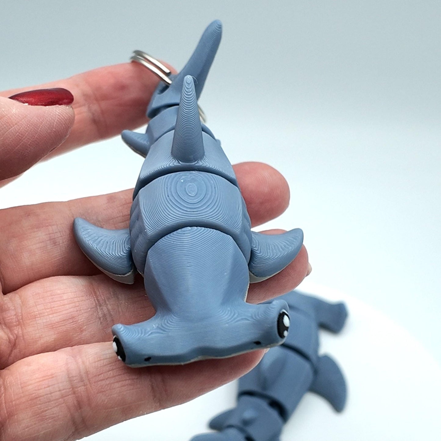Articulated Hammerhead Shark Fidget Toy: 3D Printed Keychain Option