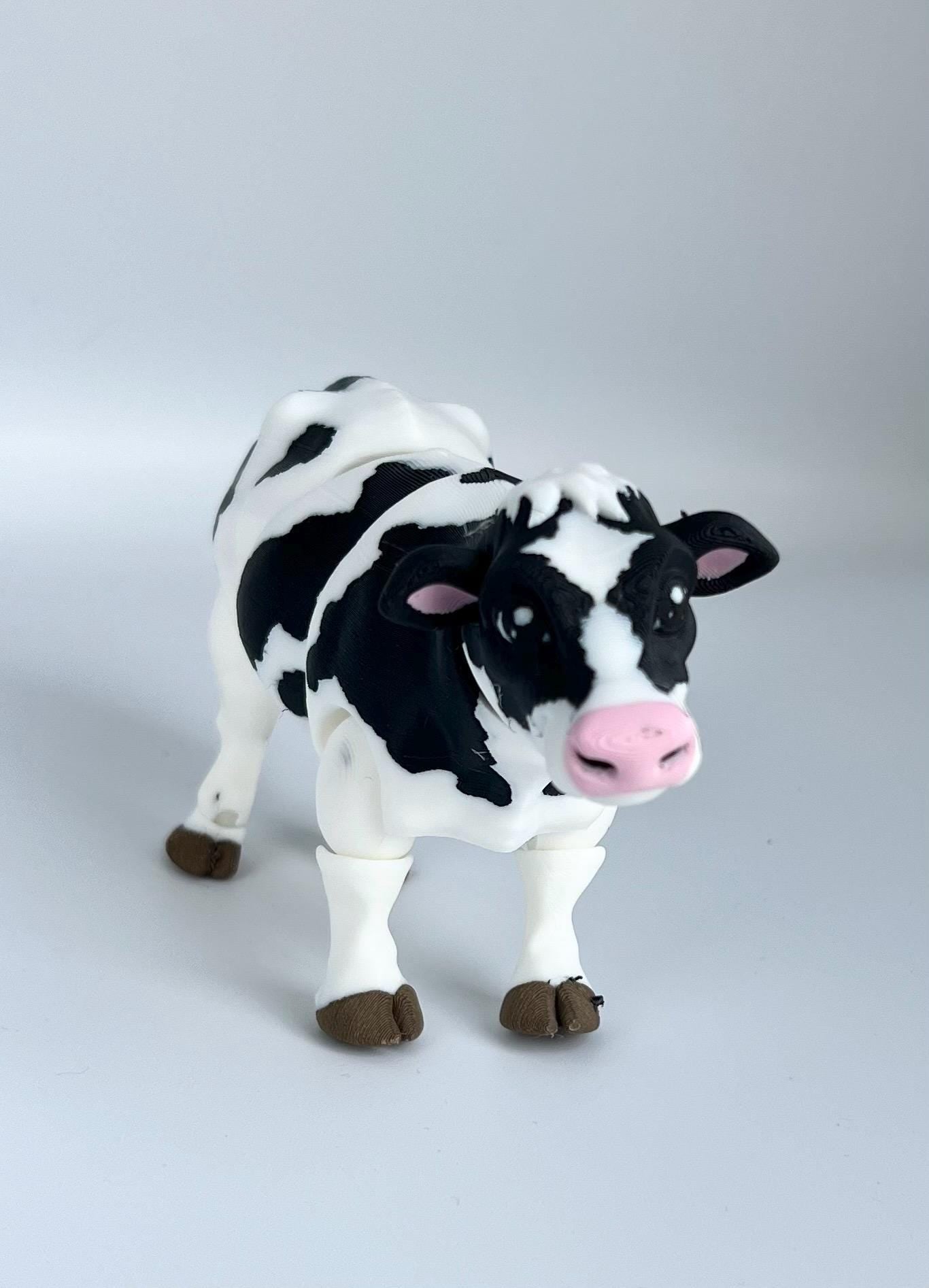 Articulated Cow Fidget Toy: Black & White Farm Animal Desk Decor