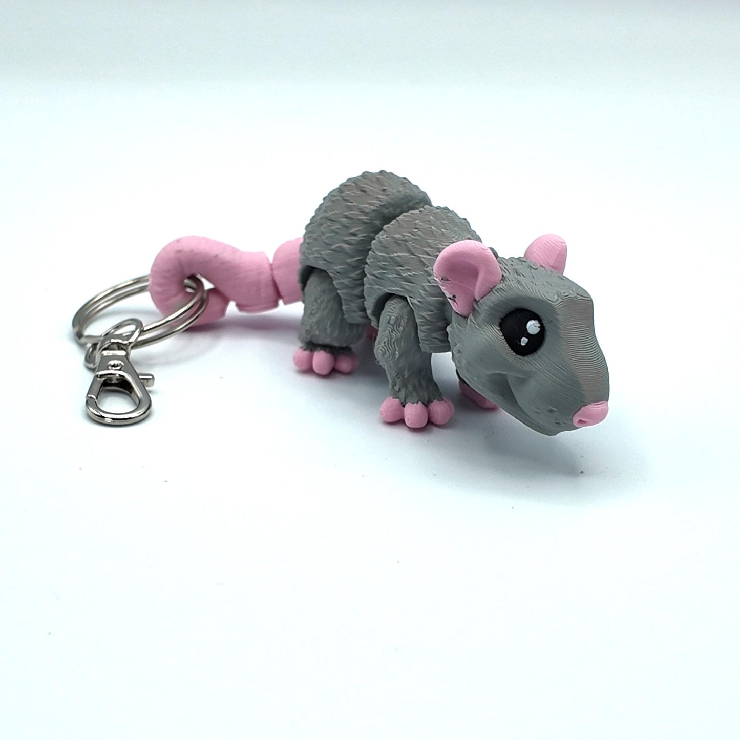Articulated 3D Printed Rat Figurine: Fidget Desk Pet, Backpack Clip