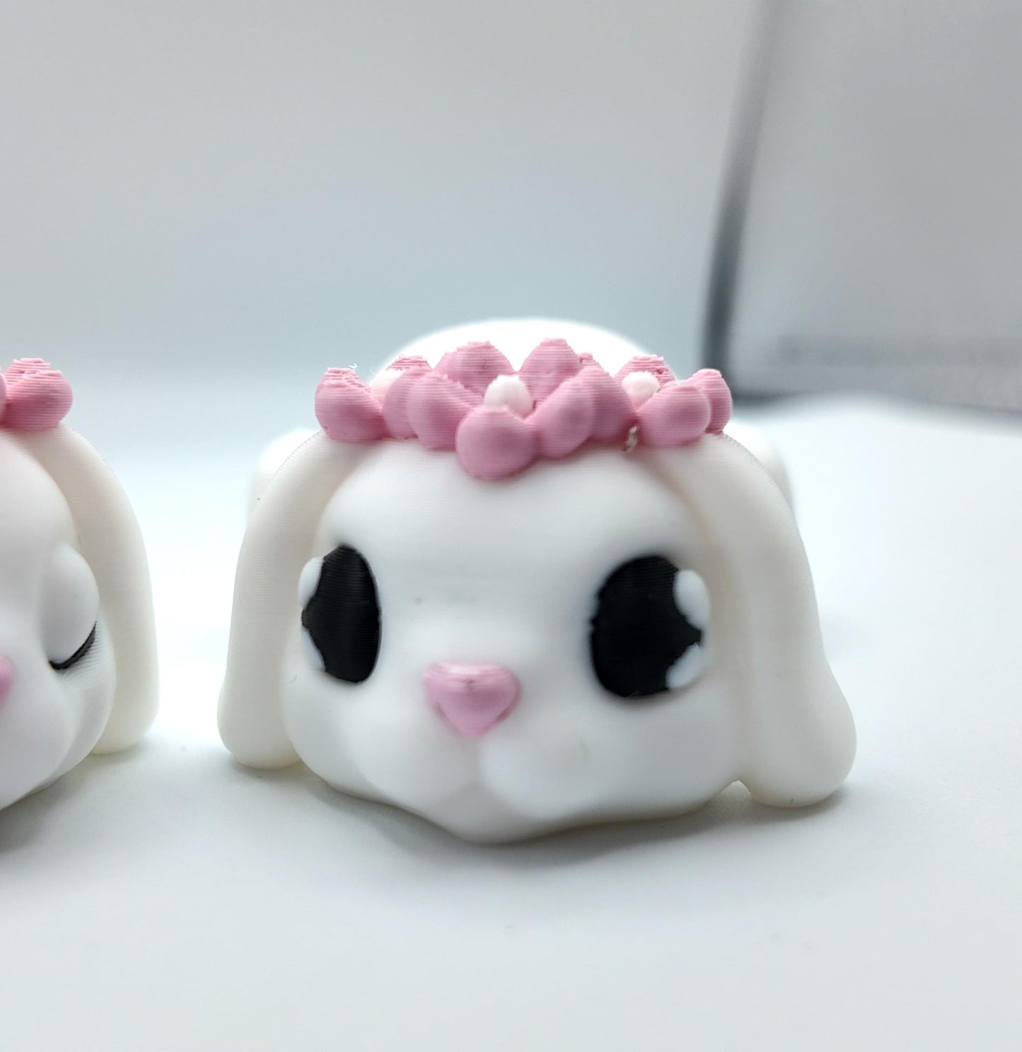 3D Printed Flexi Bunny: Articulated Fidget Desk Pet with Flower Crown