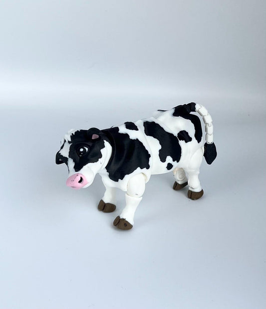 Articulated Cow Fidget Toy: Black & White Farm Animal Desk Decor