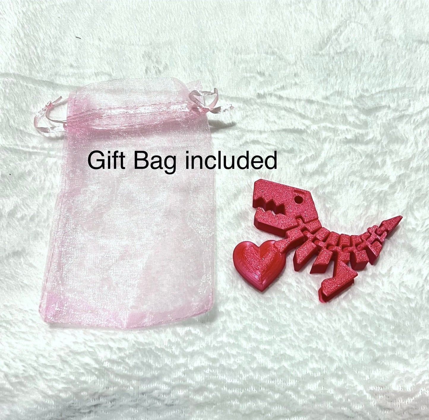 Valentines Day Flexi Rex Fidget Toy with heart, Flexy Rexy 3D Printed Dinosaur toy, stress reliever, ADHD Toy