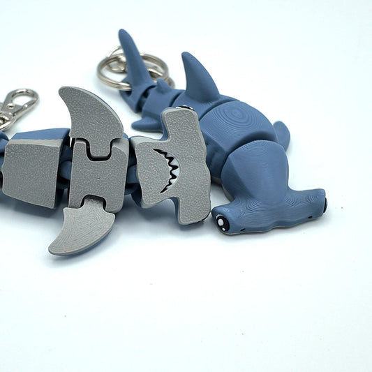 Articulated Hammerhead Shark Fidget Toy: 3D Printed Keychain Option