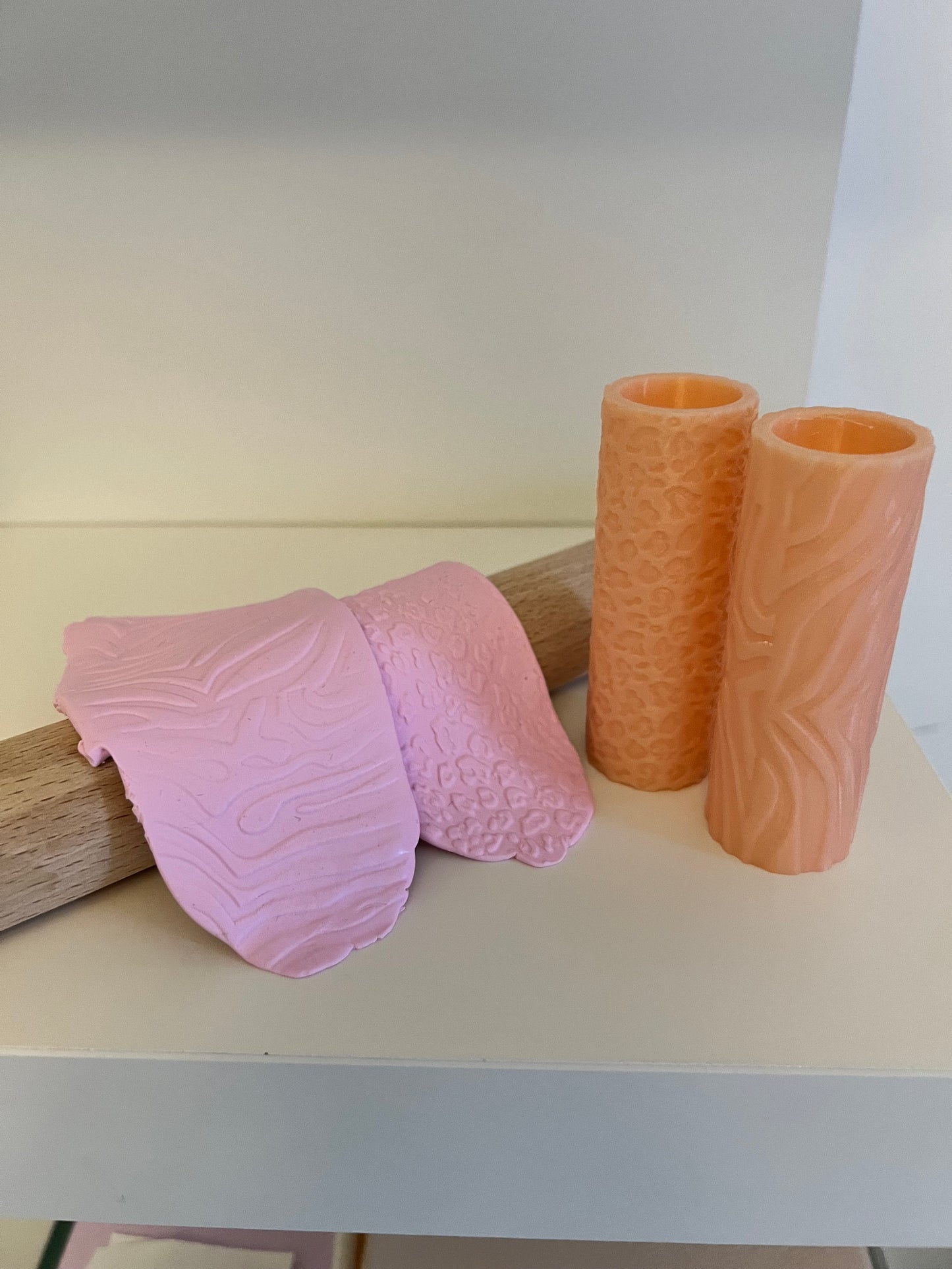 Clay Texture Roller, Animal textures, Set of 2 Zebra and Leopard -  embosser clay roller, clay tool, pottery clay embossing, clay embosser