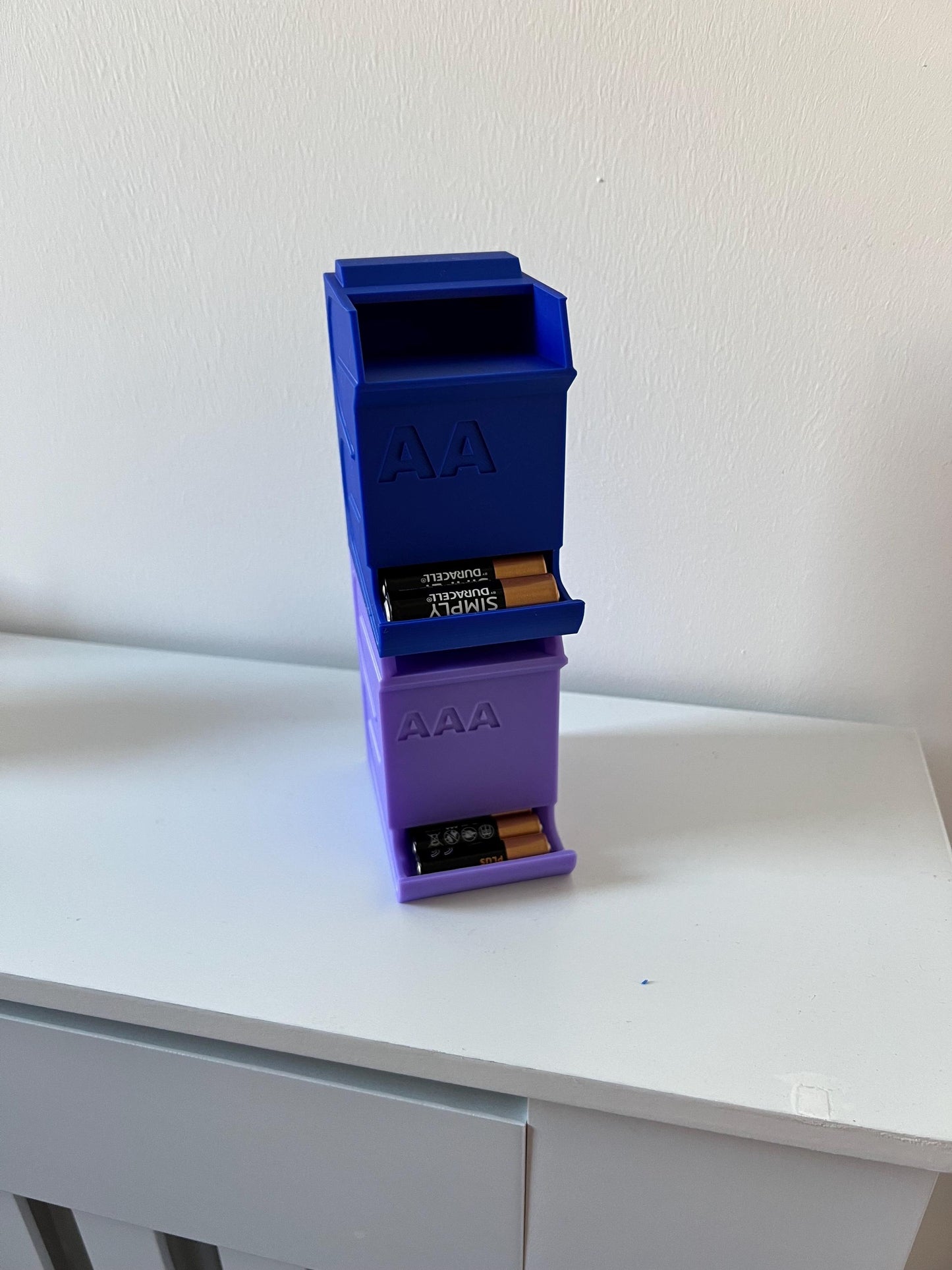 3D Printed AA AAA Battery Holder: Stackable Desk Organizer