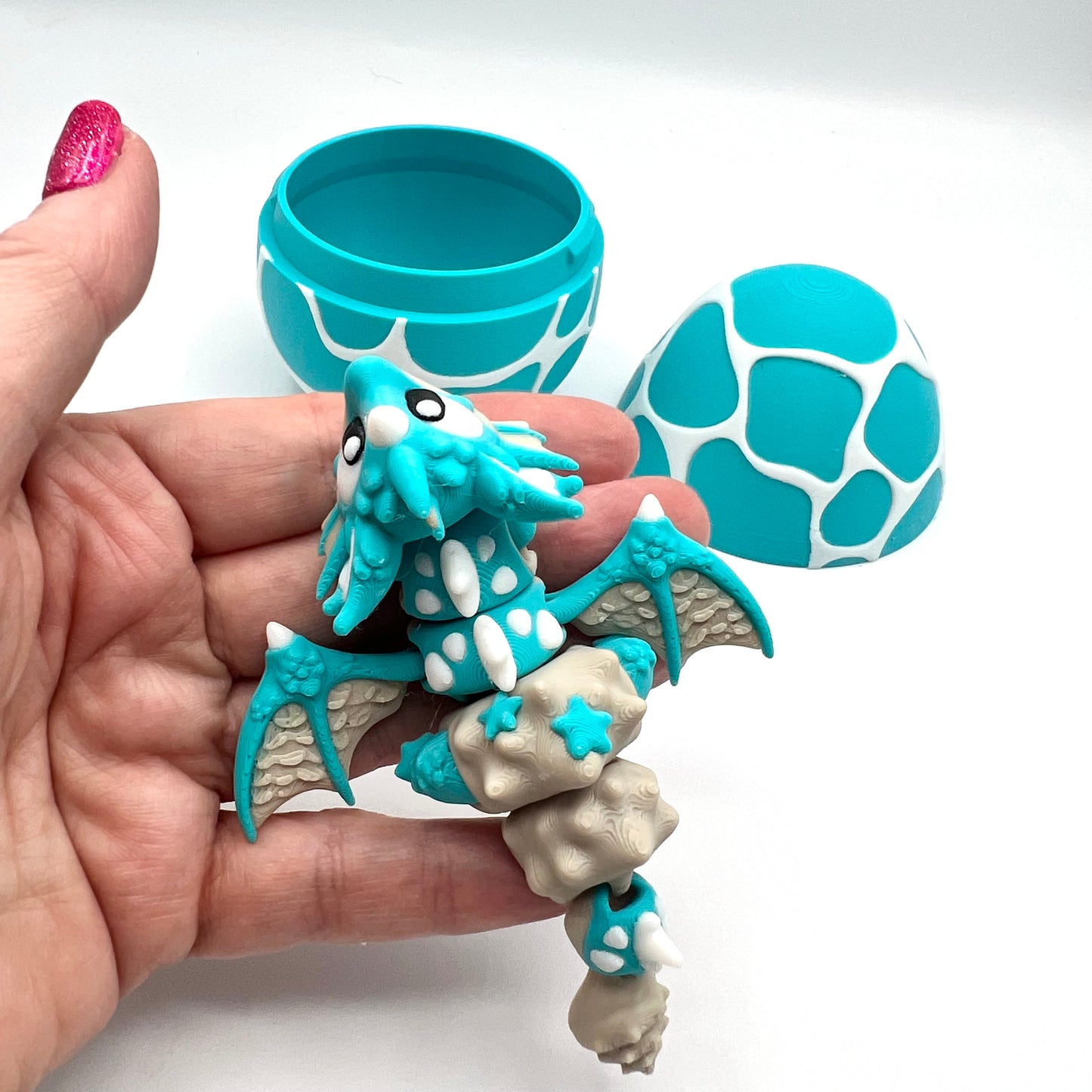 Seashell Dragon with Ocean Egg - 3D printed