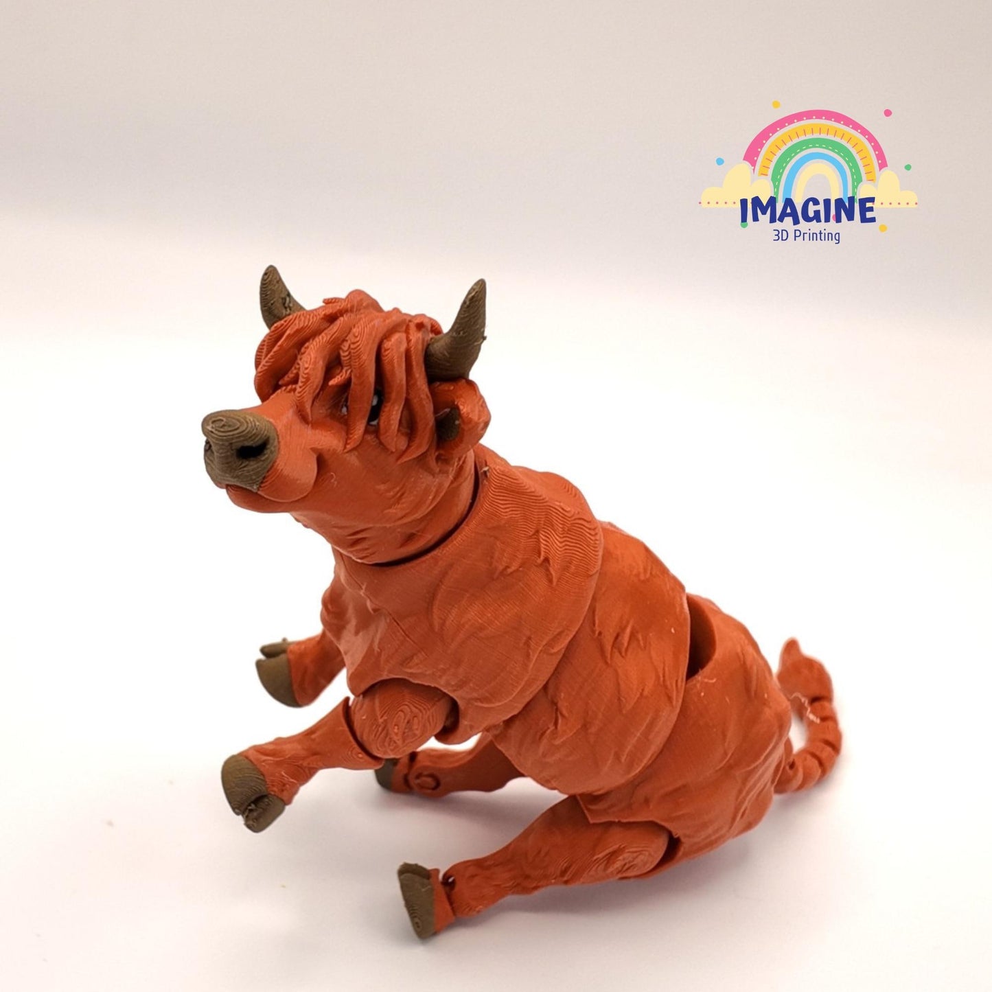 Articulated Highland Cow Figurine: 3D Printed Moveable Desk Decor