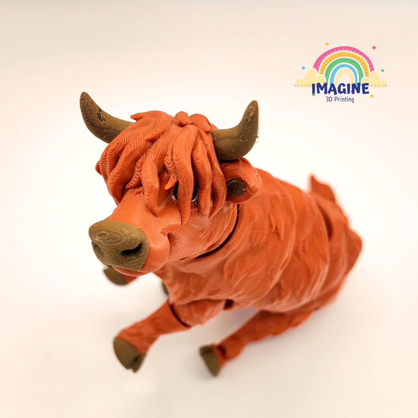 Articulated Highland Cow Figurine: 3D Printed Moveable Desk Decor