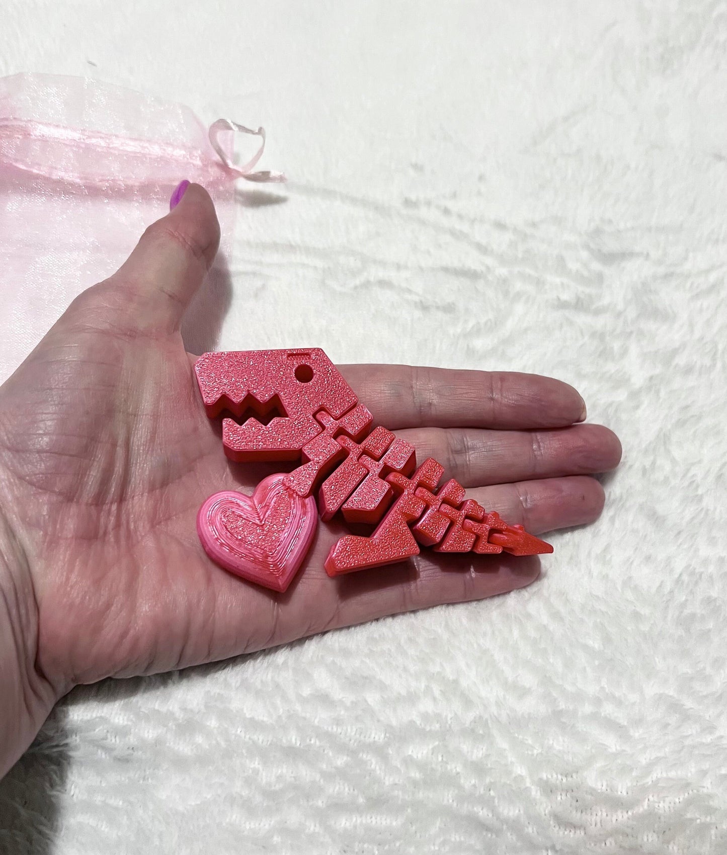 Flexi Rex Fidget Toy with heart, Flexy Rexy 3D Printed Dinosaur toy, stress reliever, ADHD Toy