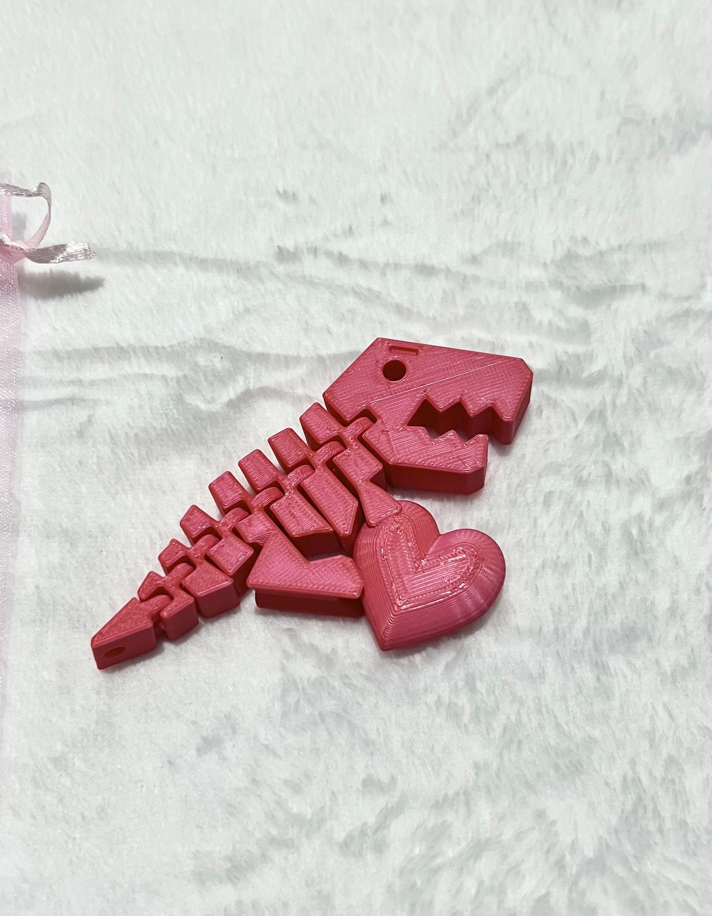 Mini 3D printed flexible dinosaur keyring, Articulated stress reliever Flexi Rex Keychain, Quality fidget toy bag tag, PLA eco friendly