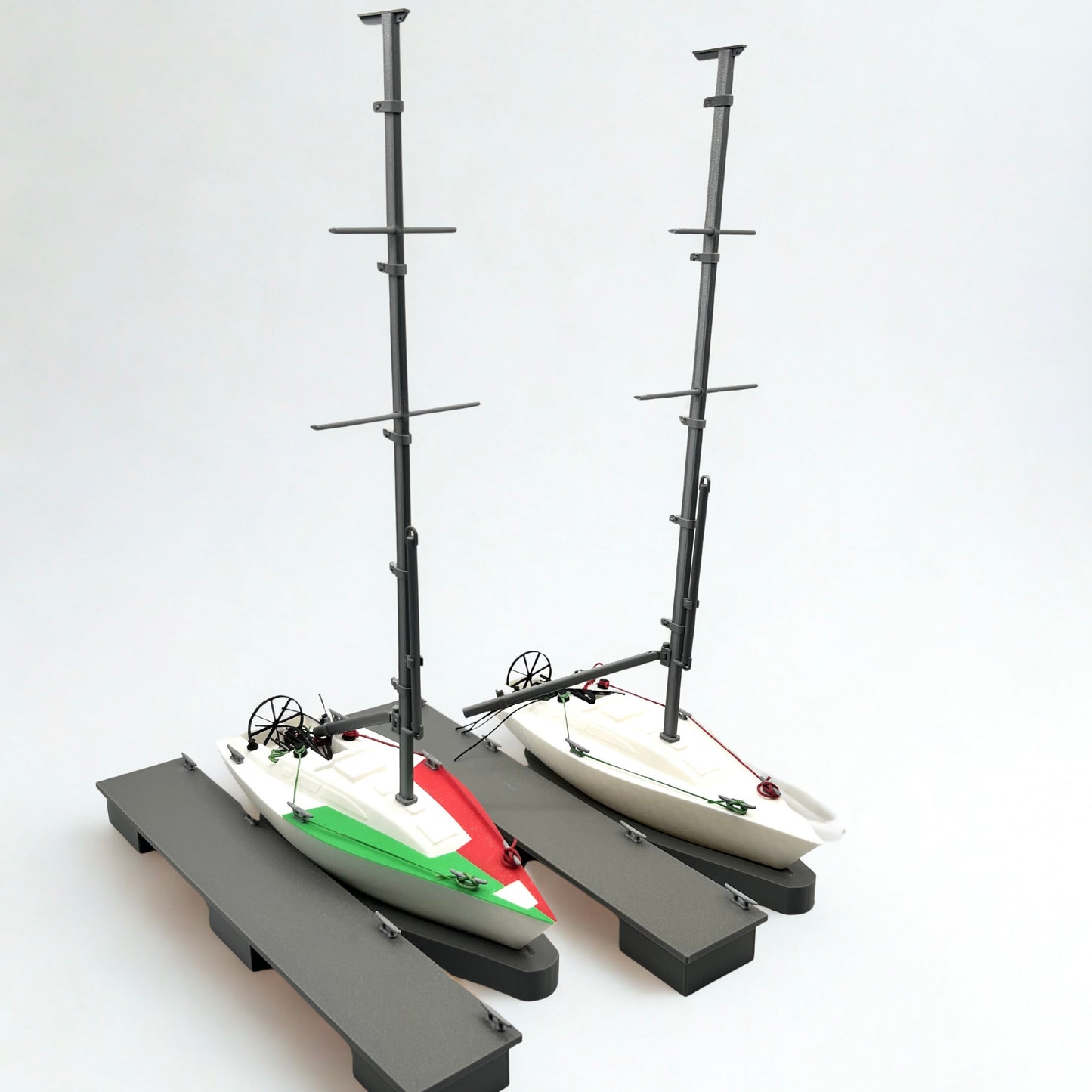 Sail training aid. Yacht with pontoon, cleats and lines. Now with removeable weighted keel and Sails options!