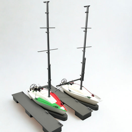 Sail training aid. Yacht with pontoon, cleats and lines. Now with removeable weighted keel and Sails options!
