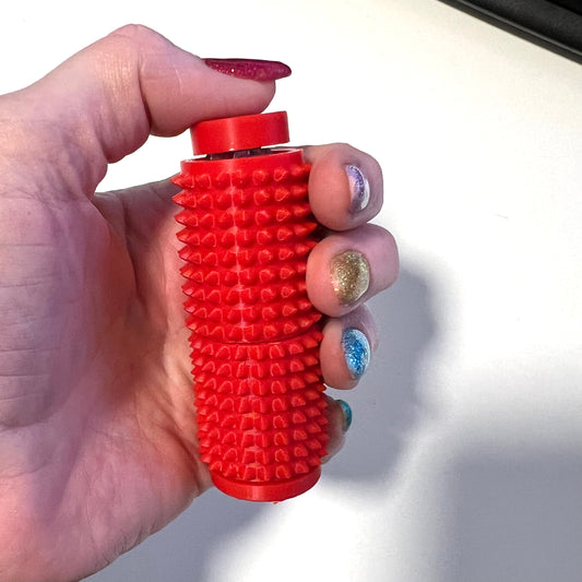 Spiked Sensory roller fidget spinner with clicker top, ADHD + emotion regulating + autism friendly