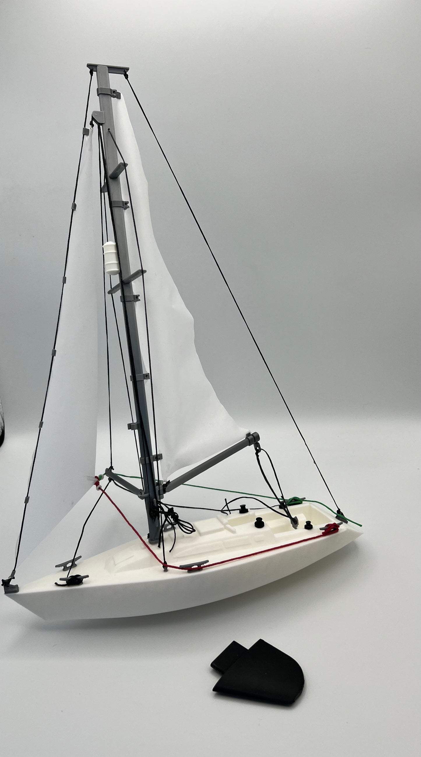 Sail training aid. Yacht with pontoon, cleats and lines. Now with removeable weighted keel and Sails options!