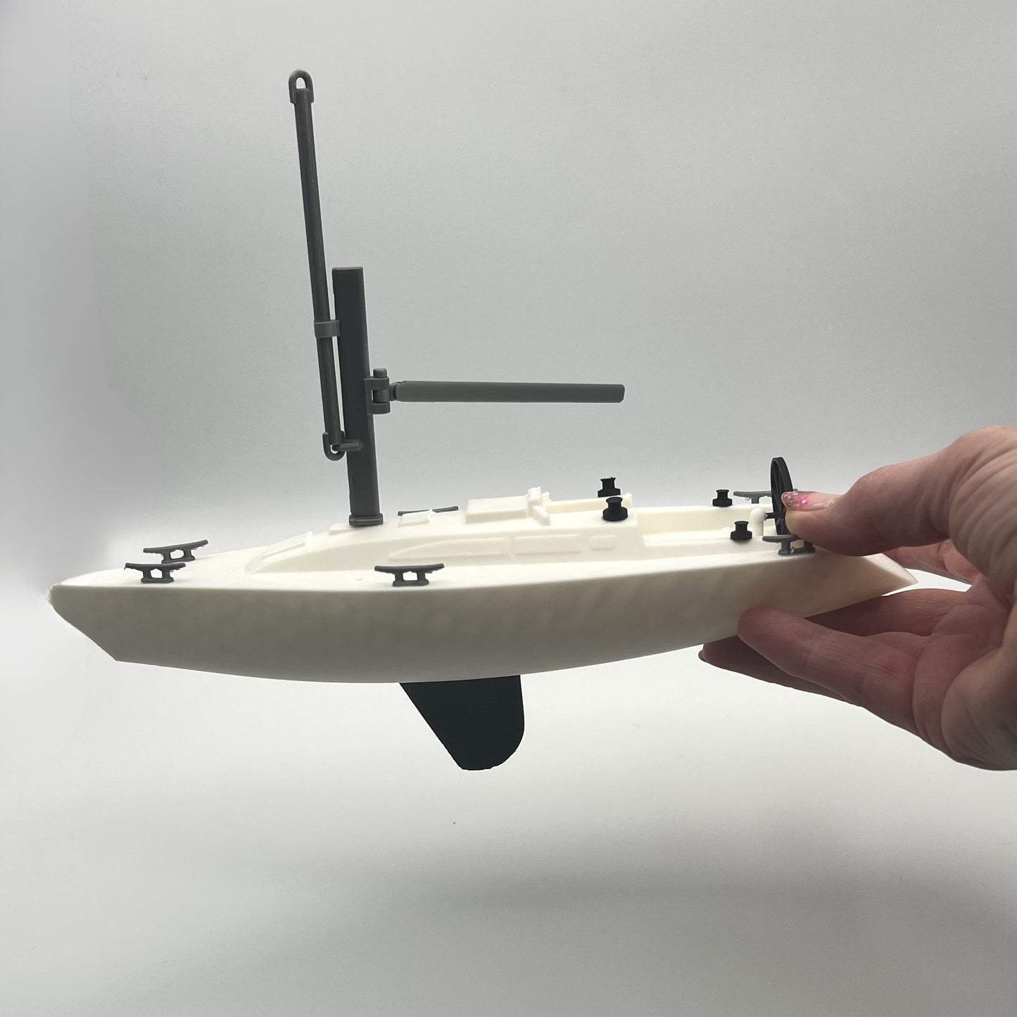 Sail training aid. Yacht with pontoon, cleats and lines. Now with removeable weighted keel and Sails options!