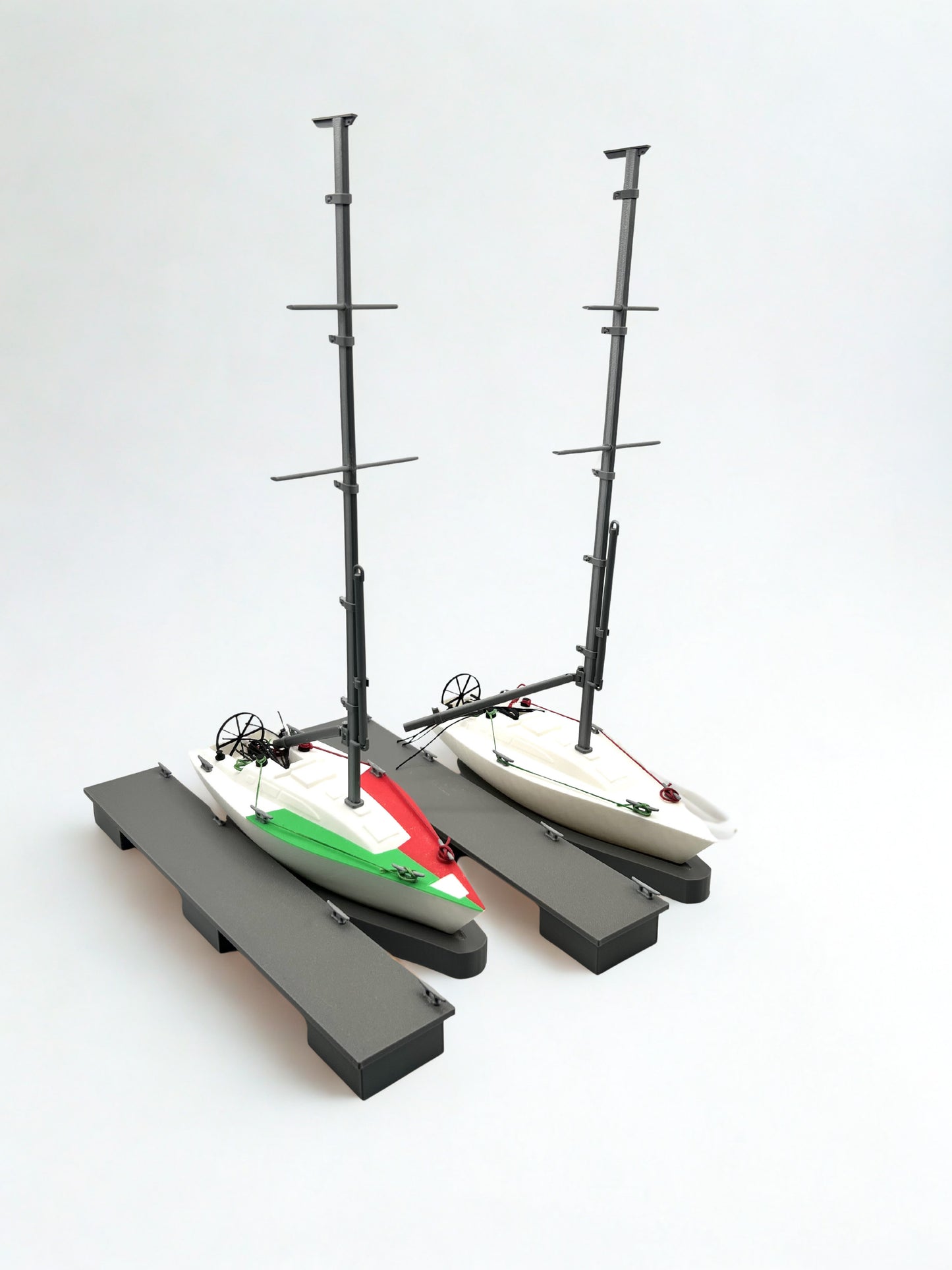 Sail training aid. Yacht with pontoon, cleats and lines. Now with removeable weighted keel and Sails options!