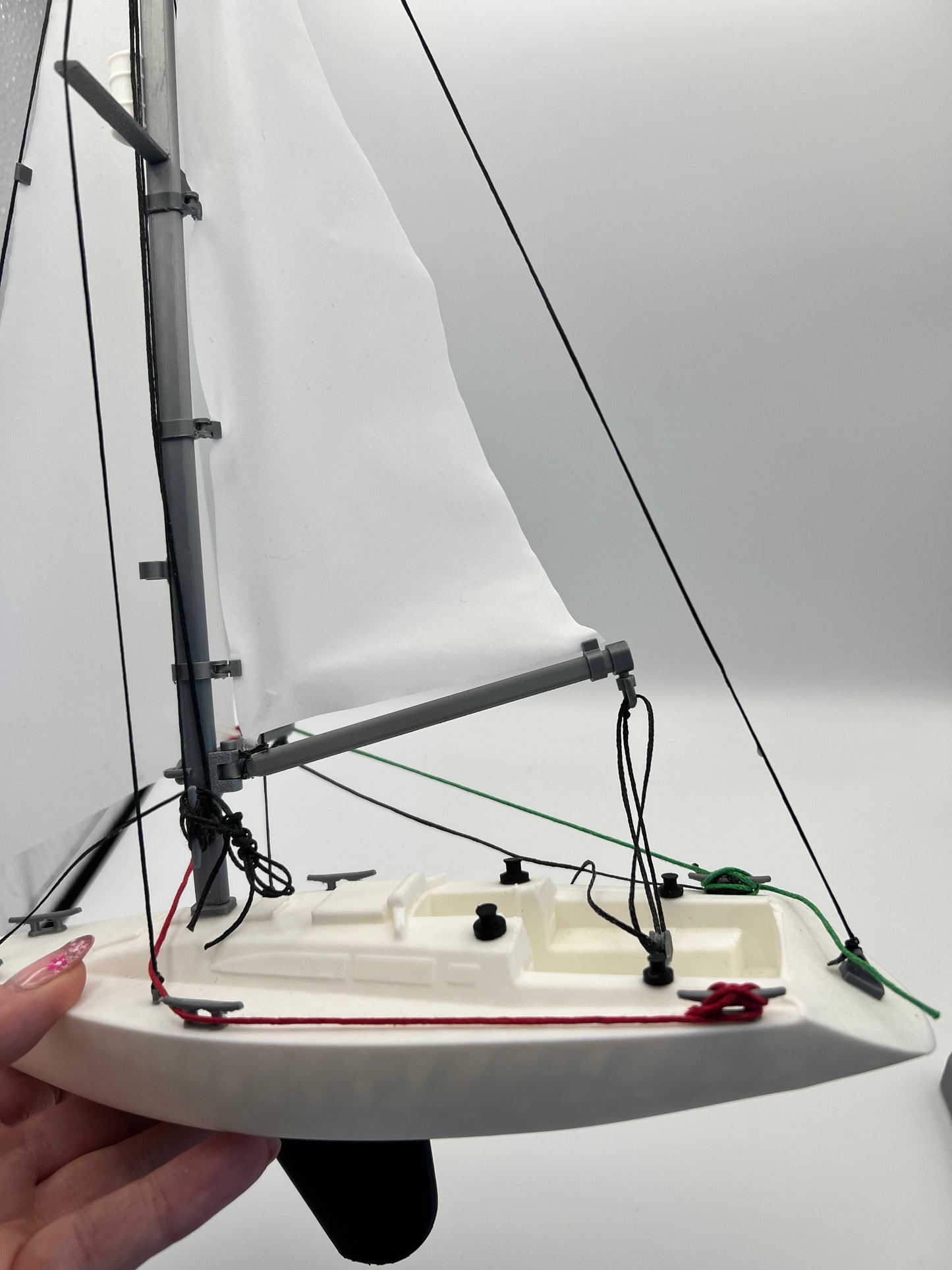 Sail training aid. Yacht with pontoon, cleats and lines. Now with removeable weighted keel and Sails options!