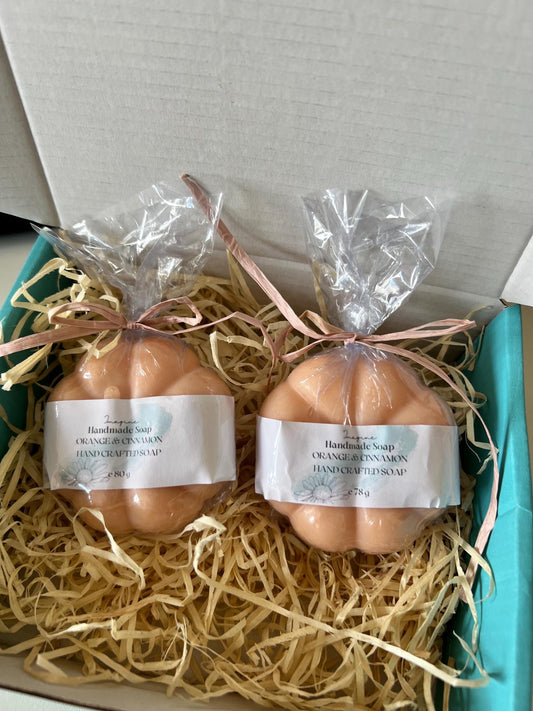 Handmade Pumpkin shaped Soap: Orange Cinnamon Scent, Vegan Shea Butter Soap