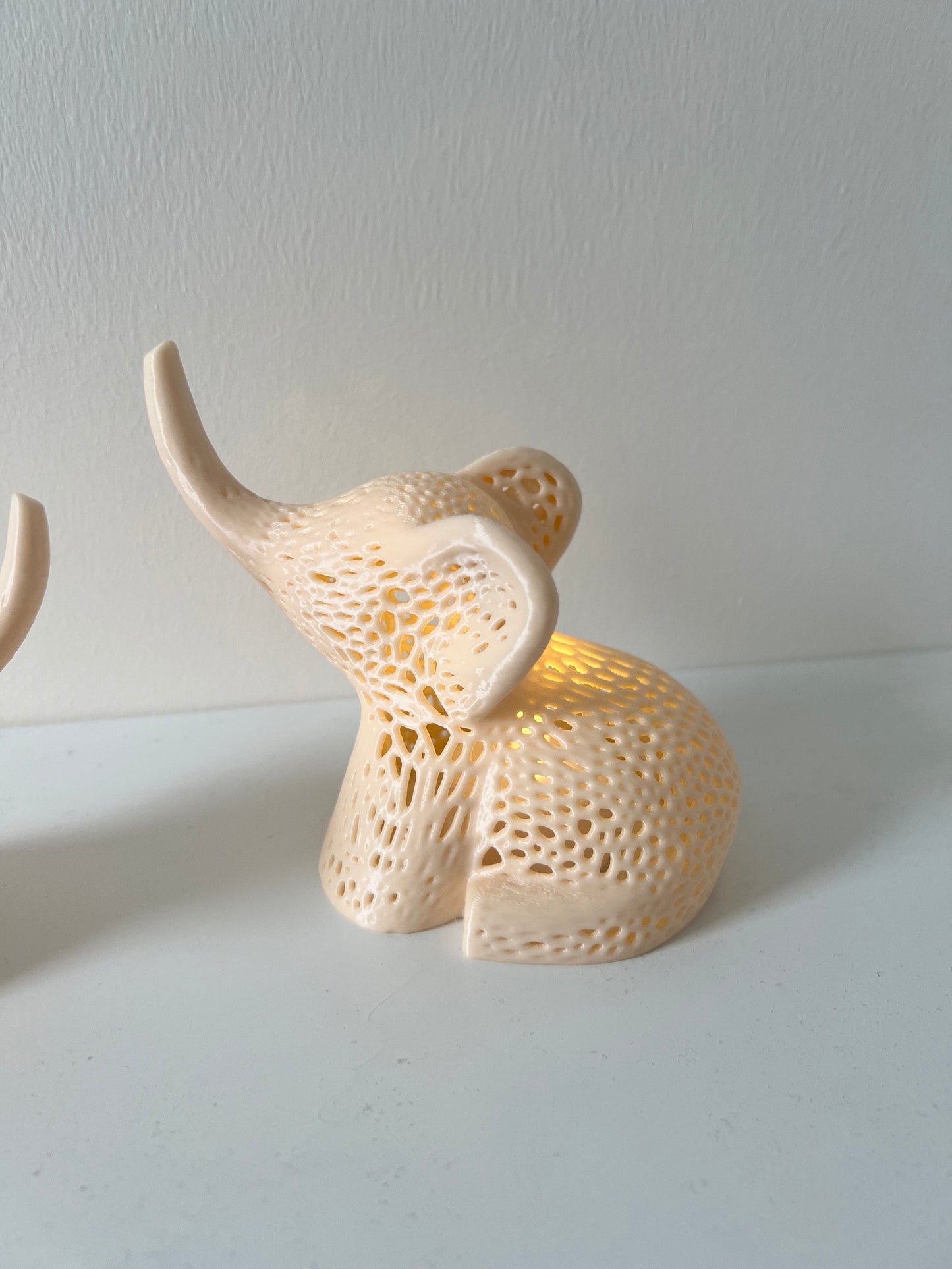 Parent and Baby Elephant Tealight Covers with battery operated tea lights,   Outdoor garden lights, Elephant Lamps