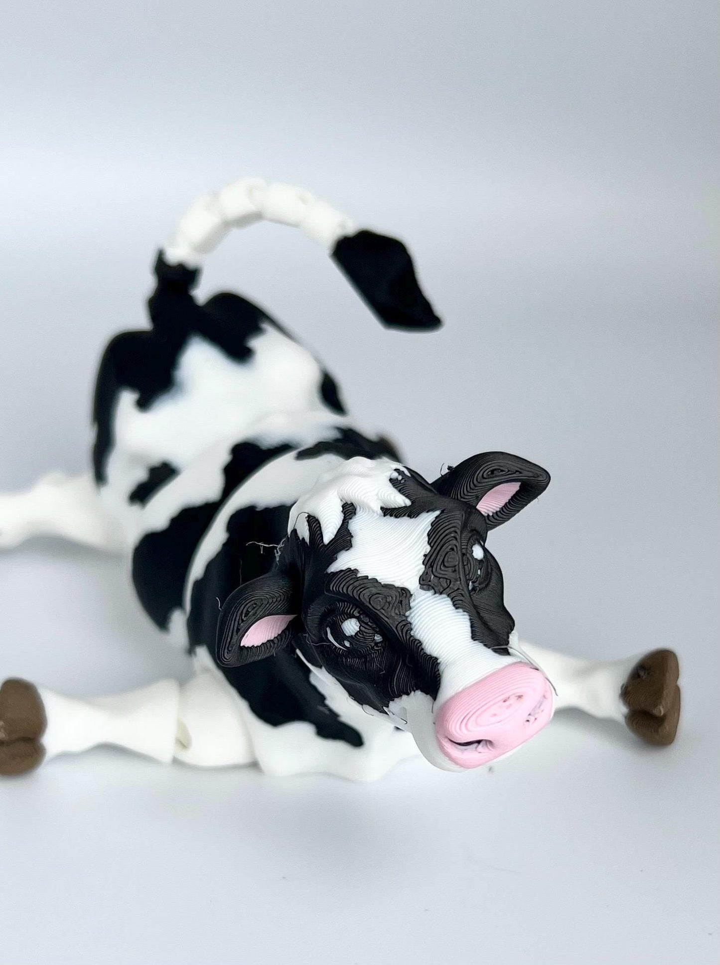 Articulated Cow Fidget Toy: Black & White Farm Animal Desk Decor