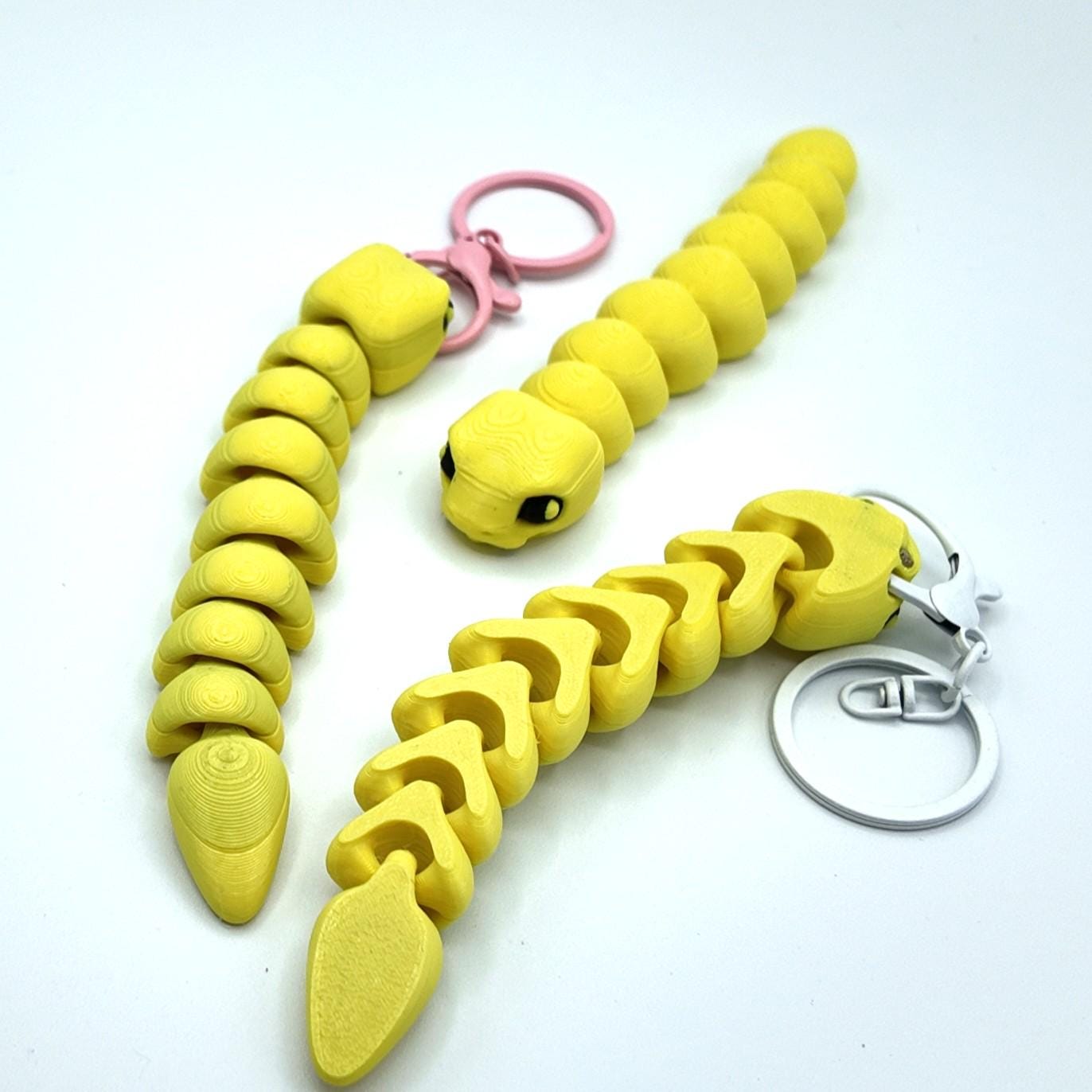 Articulated Snake Fidget Toy: 3D Printed Desk Pet, Bag Charm