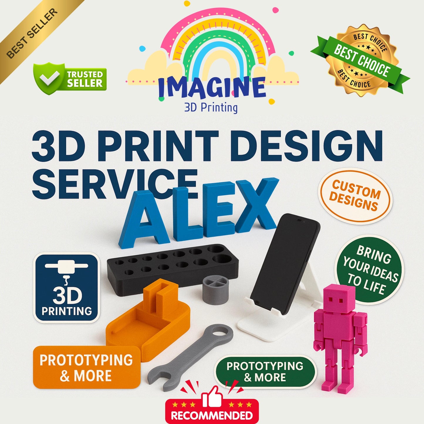 Custom 3D Design and Printing Service: Product Prototyping & Invention Development