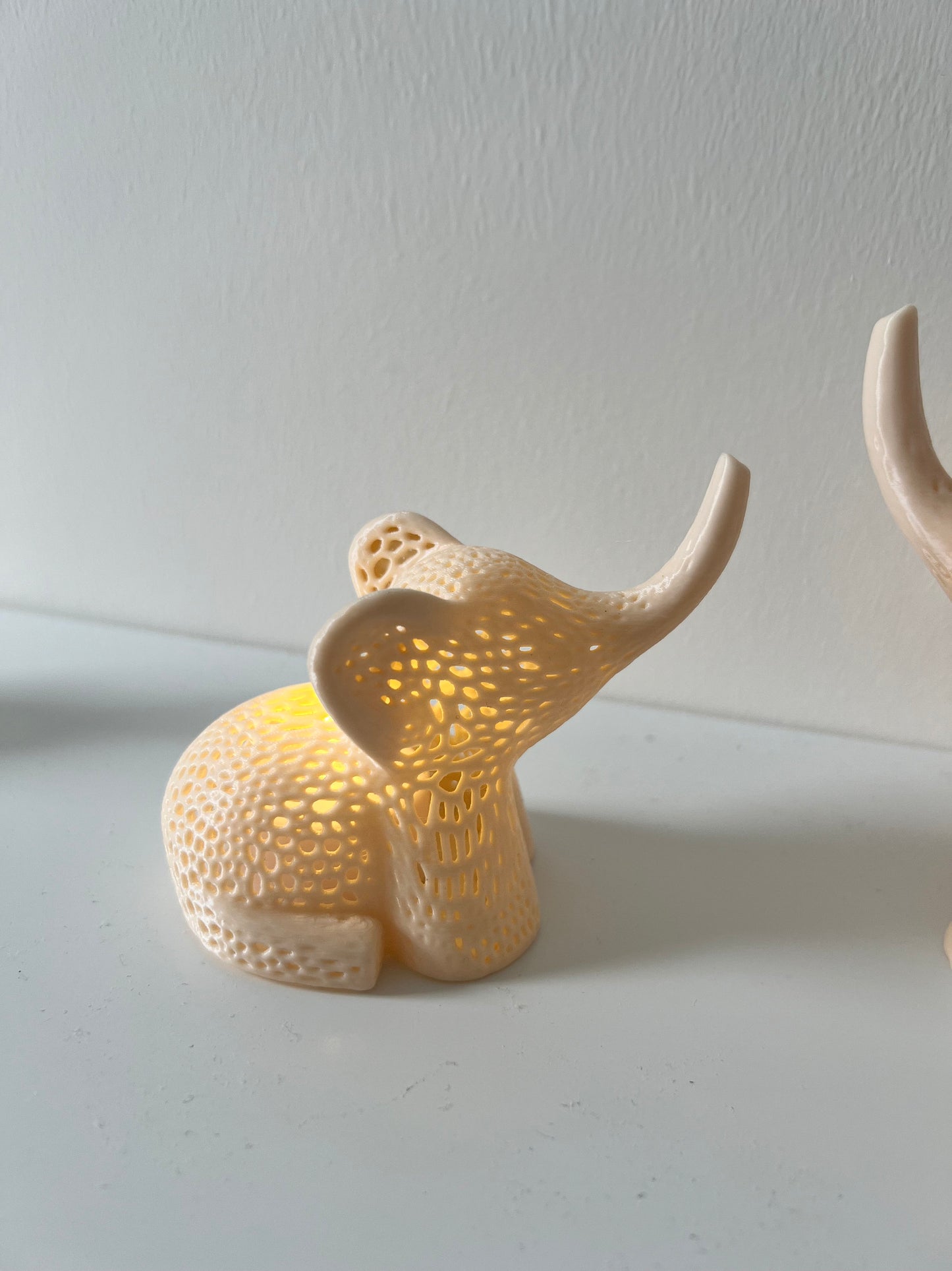 Parent and Baby Elephant Tealight Covers with battery operated tea lights,   Outdoor garden lights, Elephant Lamps