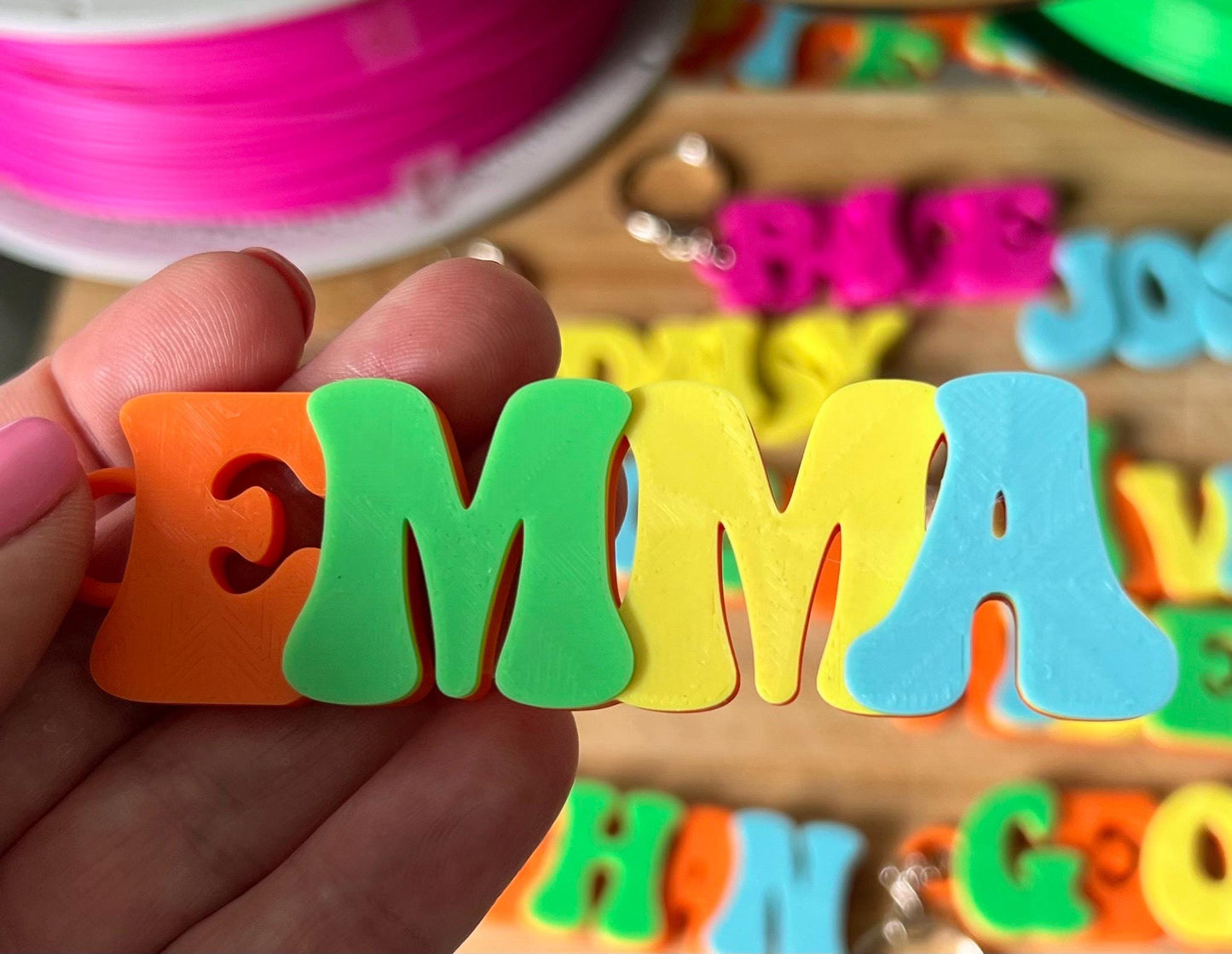 Personalised 3D Printed Name Keychain: Custom Bag Tag, Party Favour - Pack of 5