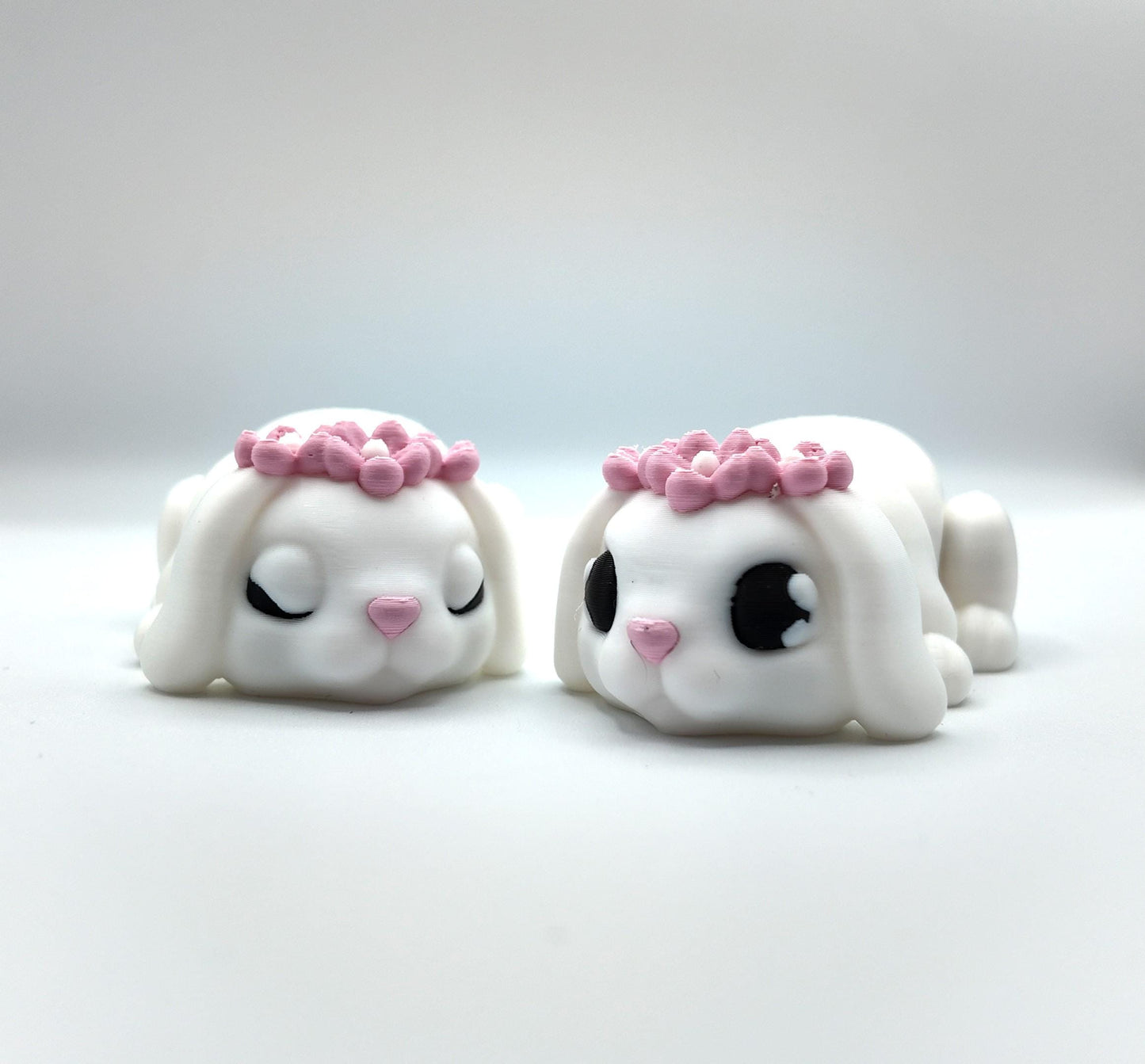 3D Printed Flexi Bunny: Articulated Fidget Desk Pet with Flower Crown