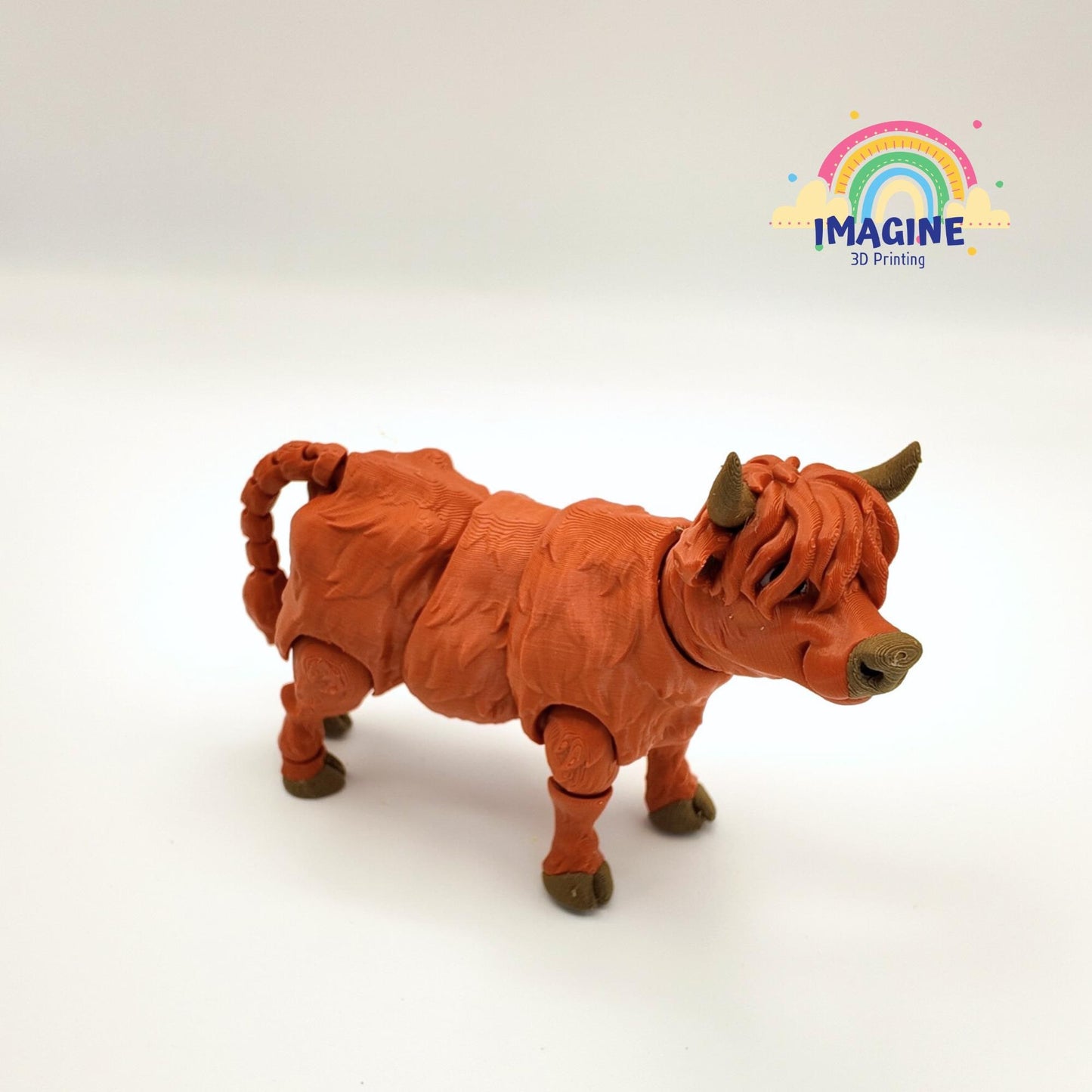 Articulated Highland Cow Figurine: 3D Printed Moveable Desk Decor