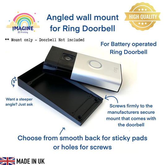 3D Printed Ring Doorbell Mount: 5 Degree Angle, Weatherproof ABS