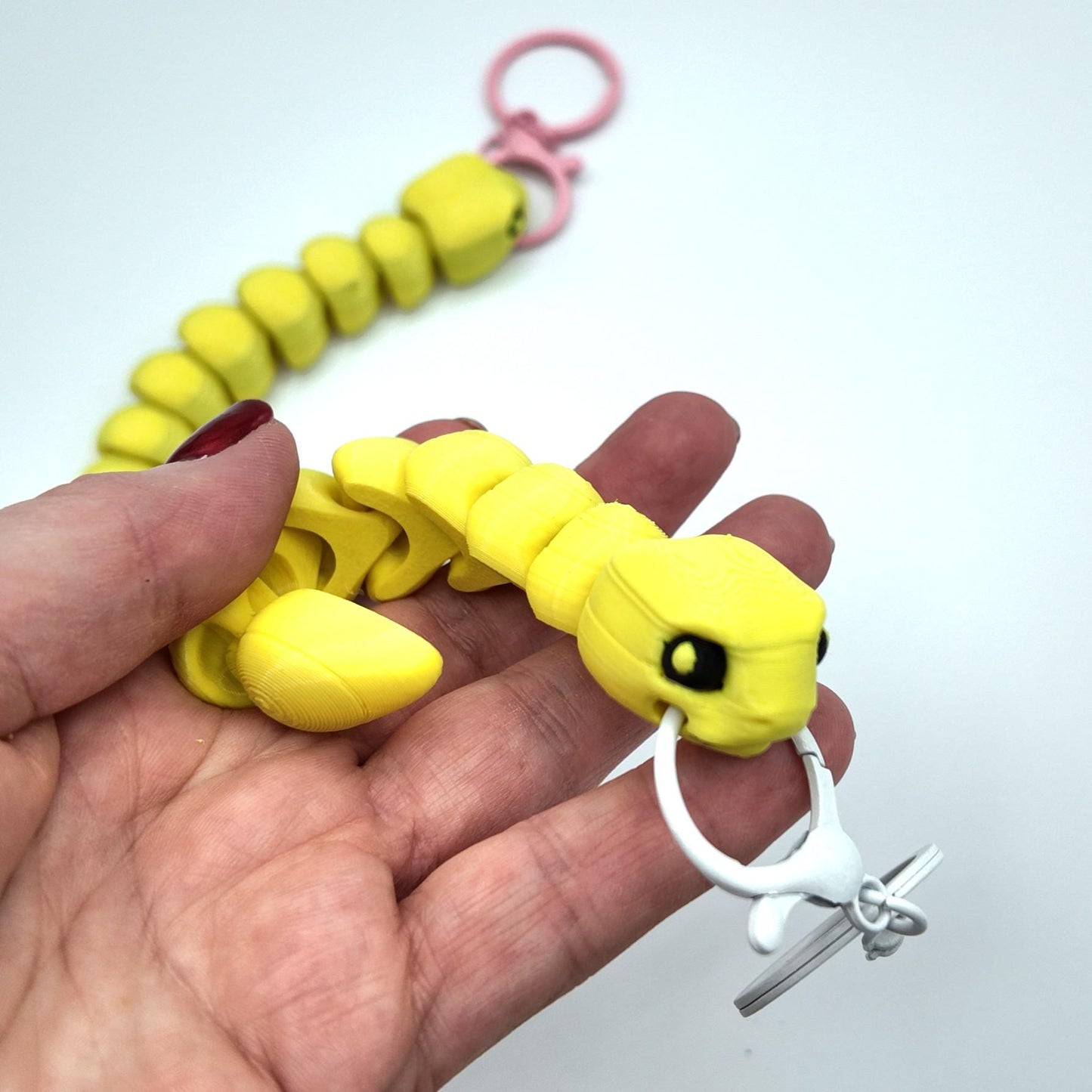 Articulated Snake Fidget Toy: 3D Printed Desk Pet, Bag Charm