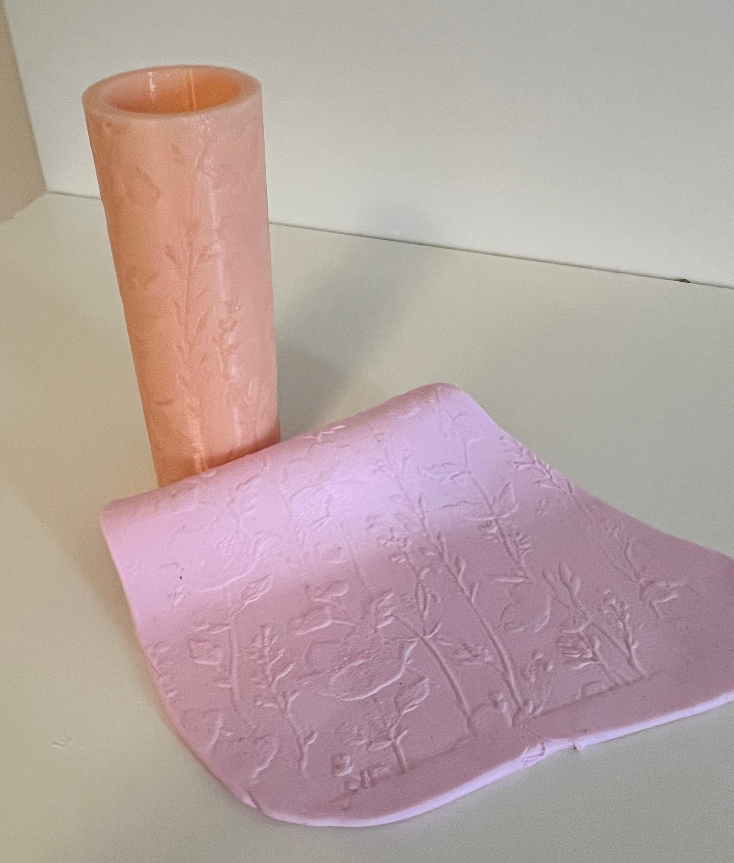 Clay Texture Roller, Small Flower Collage, Set of 2 -  embosser clay roller, polymer clay, clay tool, pottery clay embossing, clay embosser